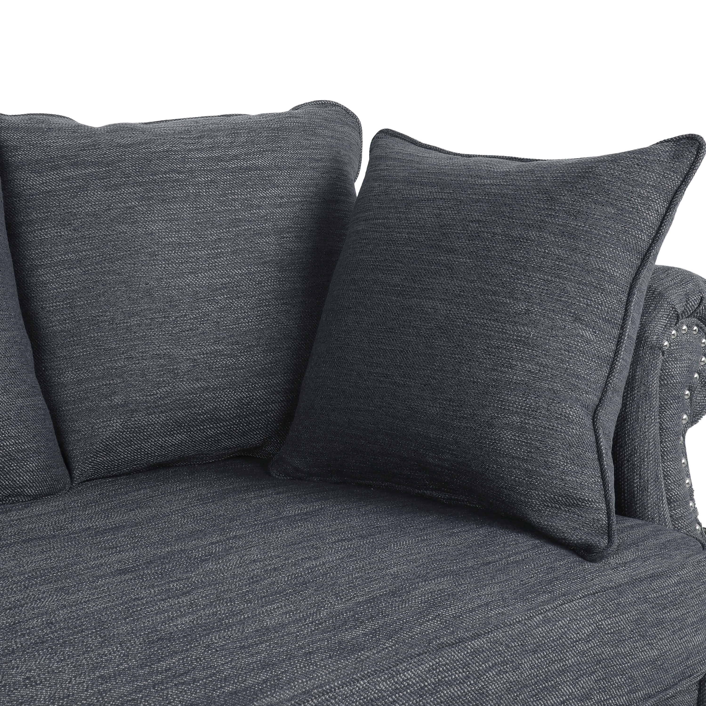 Bonny Contemporary Fabric Pillowback 3 Seater Sofa with Nailhead Trim - furnishings