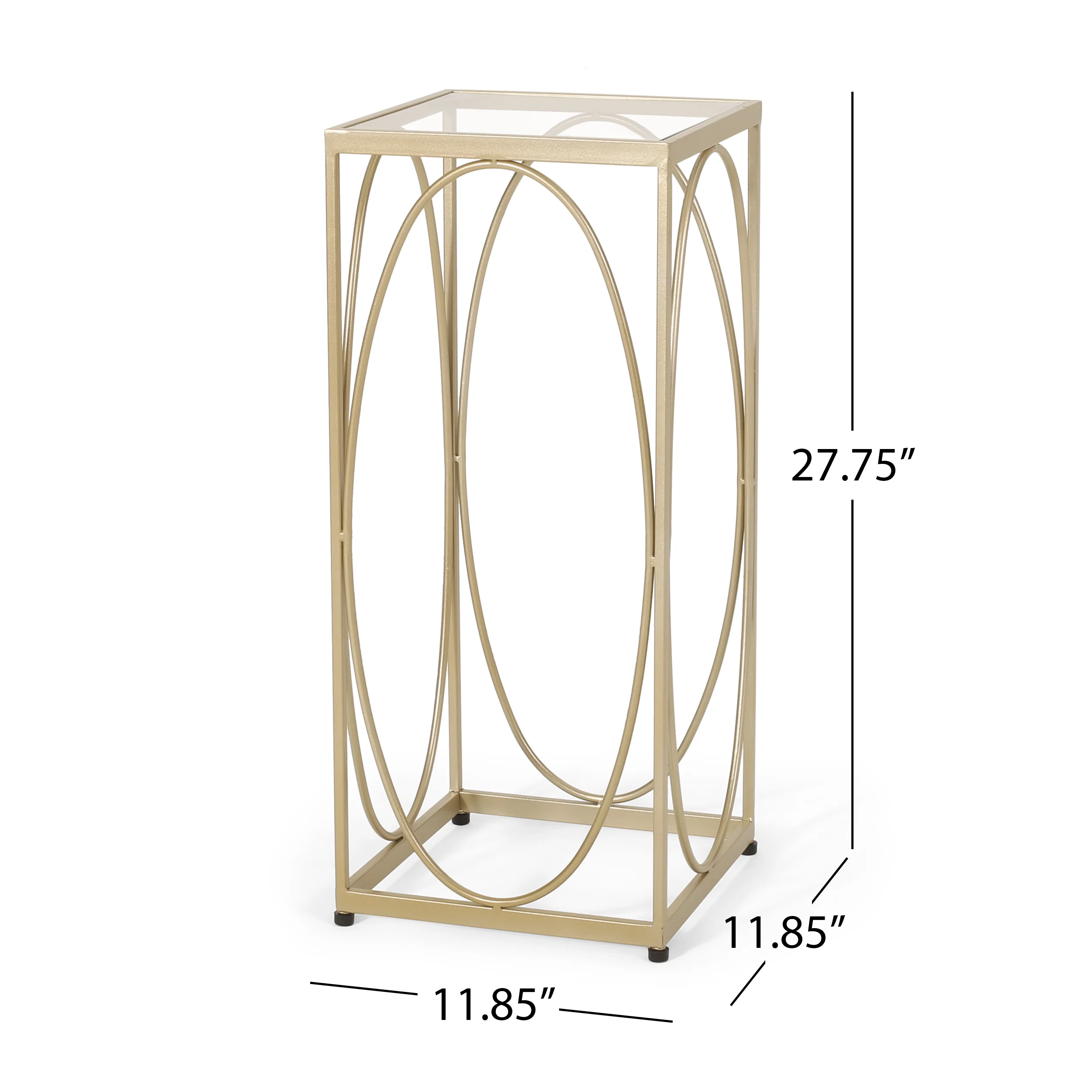 Feichko Modern Glam Glass Top End Table, Champagne Gold and Black - furnishings