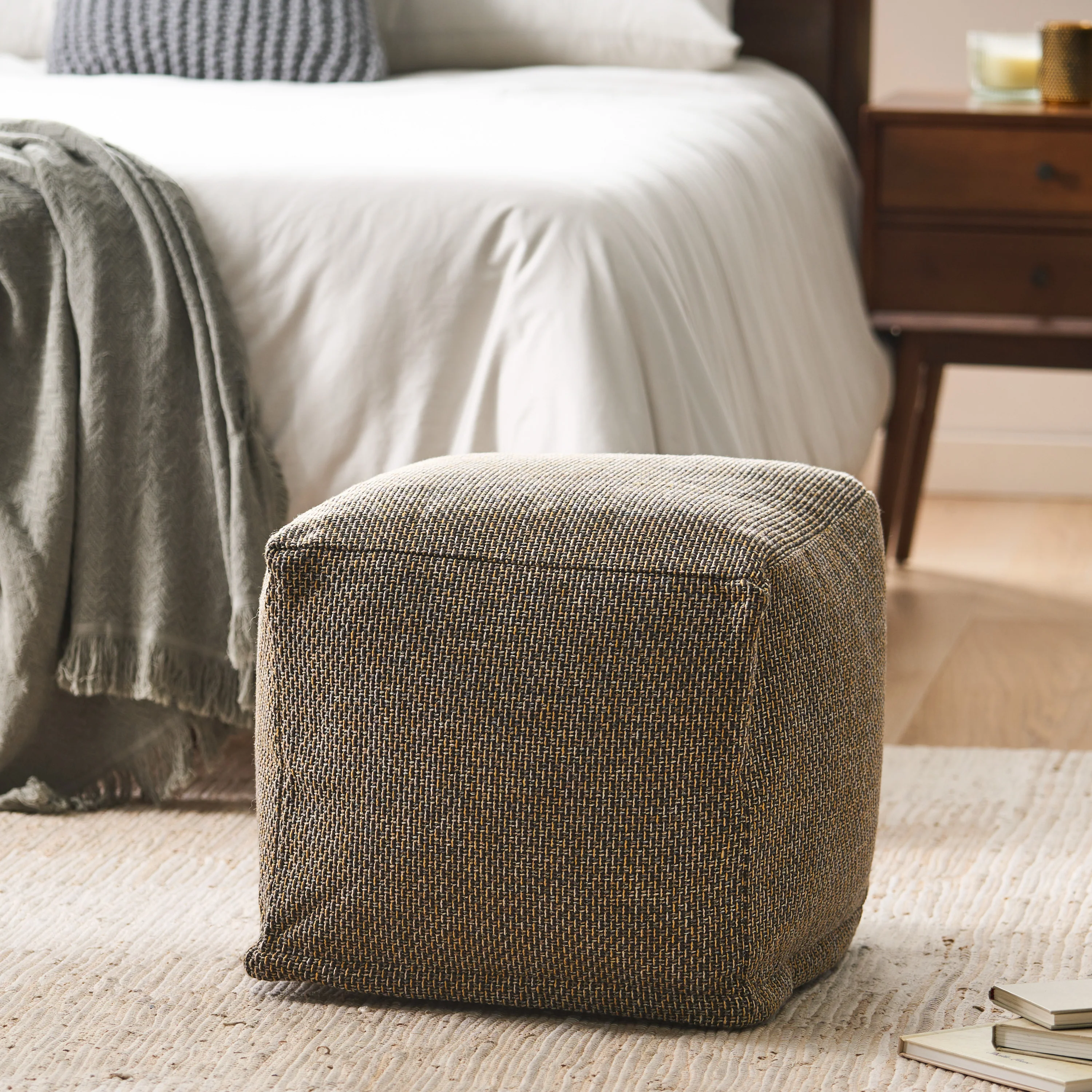 Larrick Contemporary Fabric Pouf - furnishings