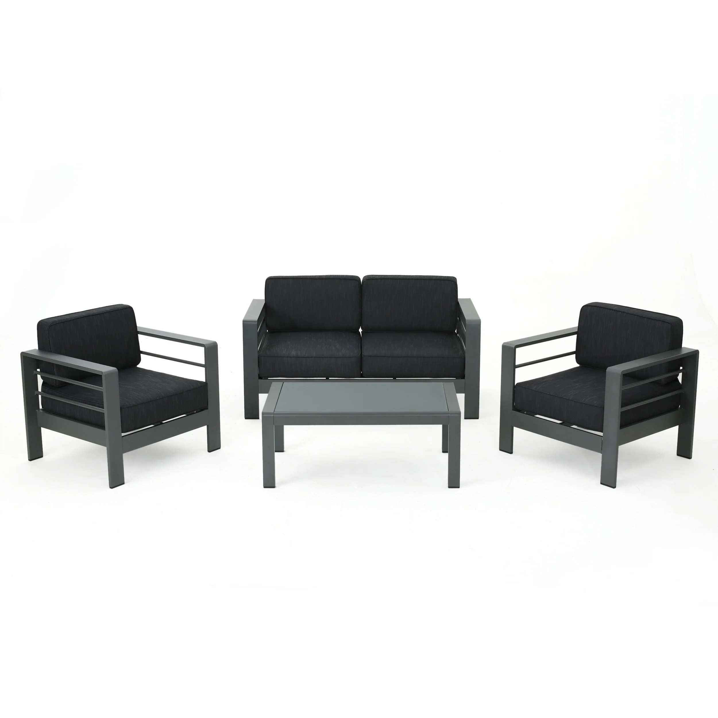 Crested Bay Outdoor Aluminum 4 Piece Loveseat Chat Set - furnishings