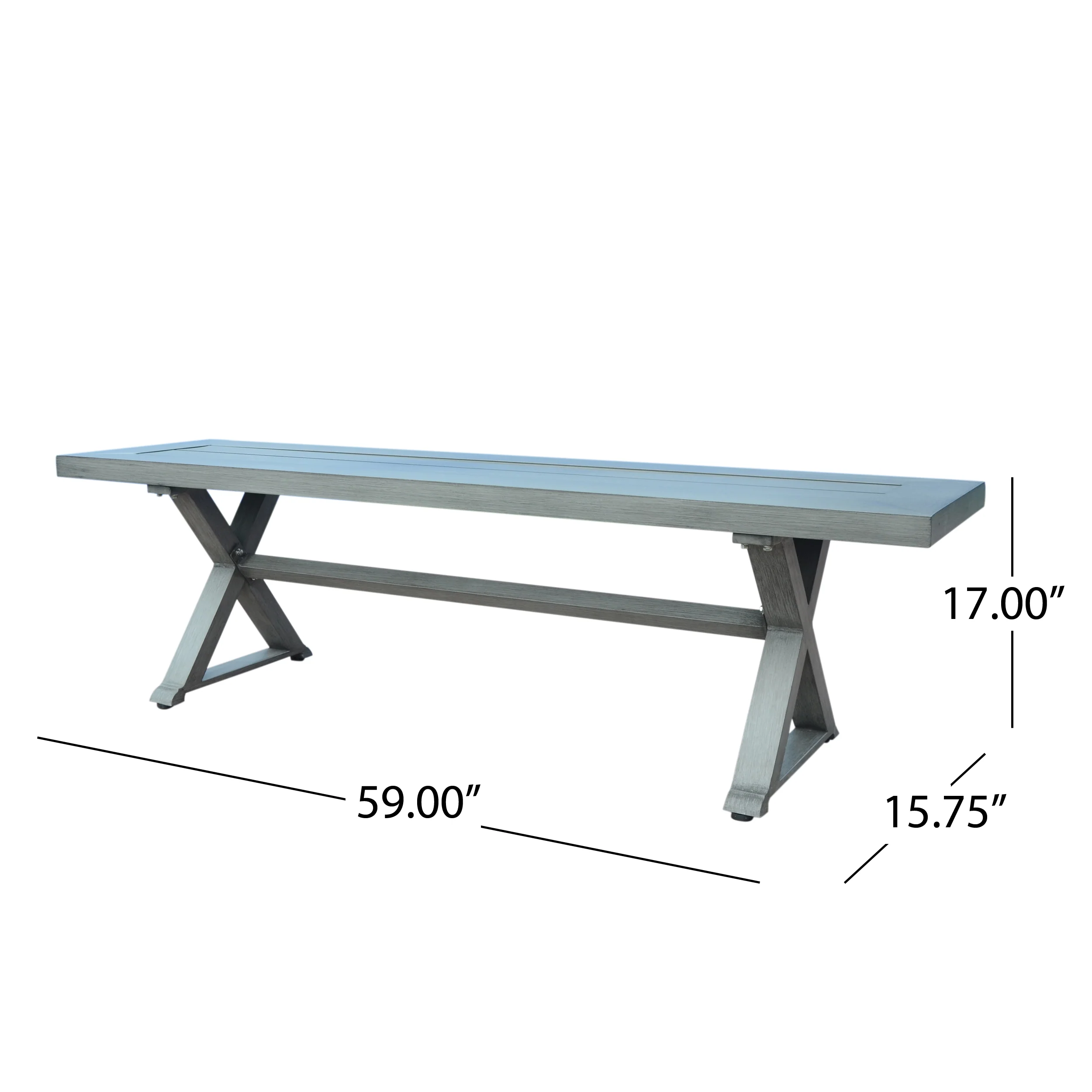 Icey Modern Outdoor Aluminum Dining Bench - furnishings