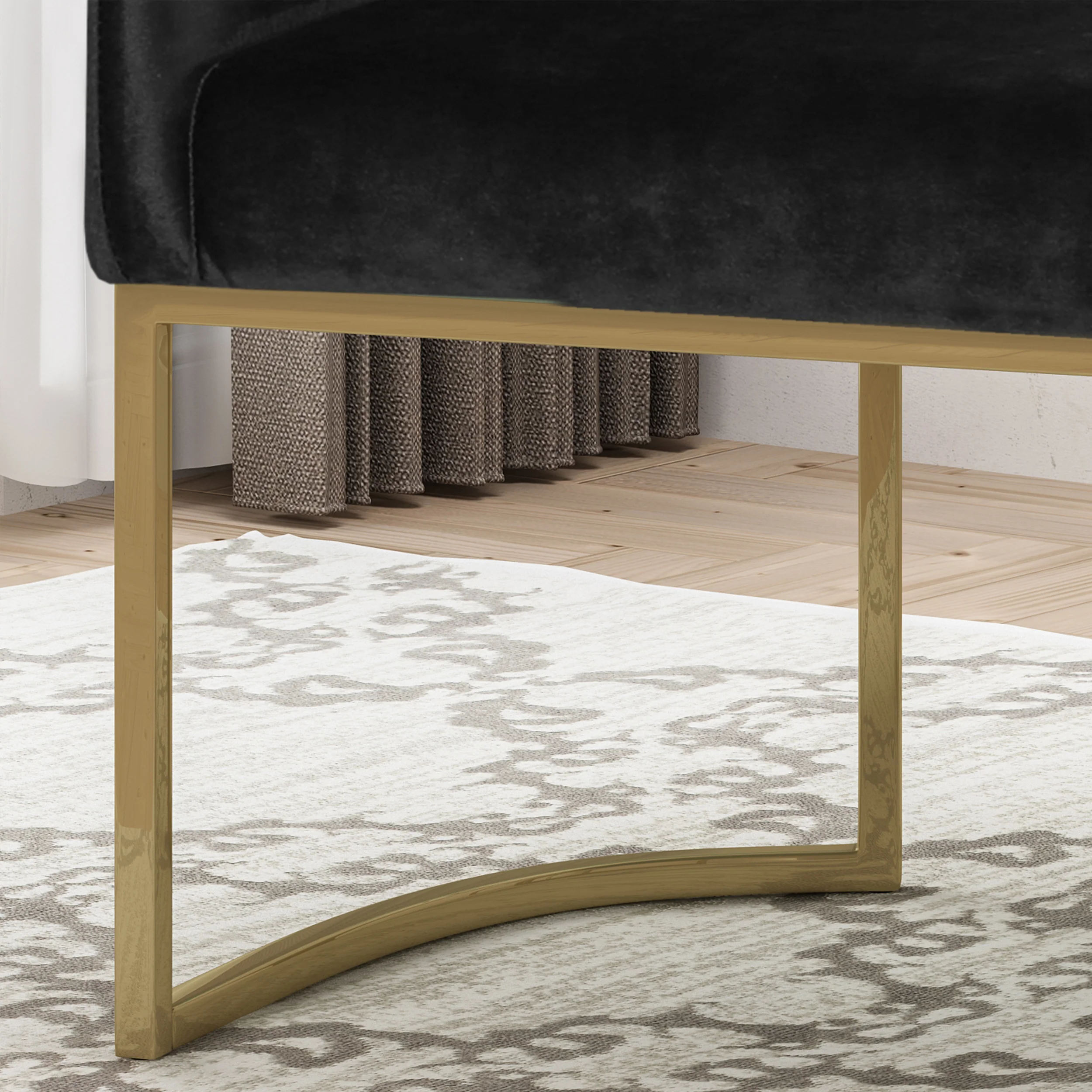 Fern Modern Tufted Glam Accent Chair with Velvet Cushions and U-Shaped Base - furnishings