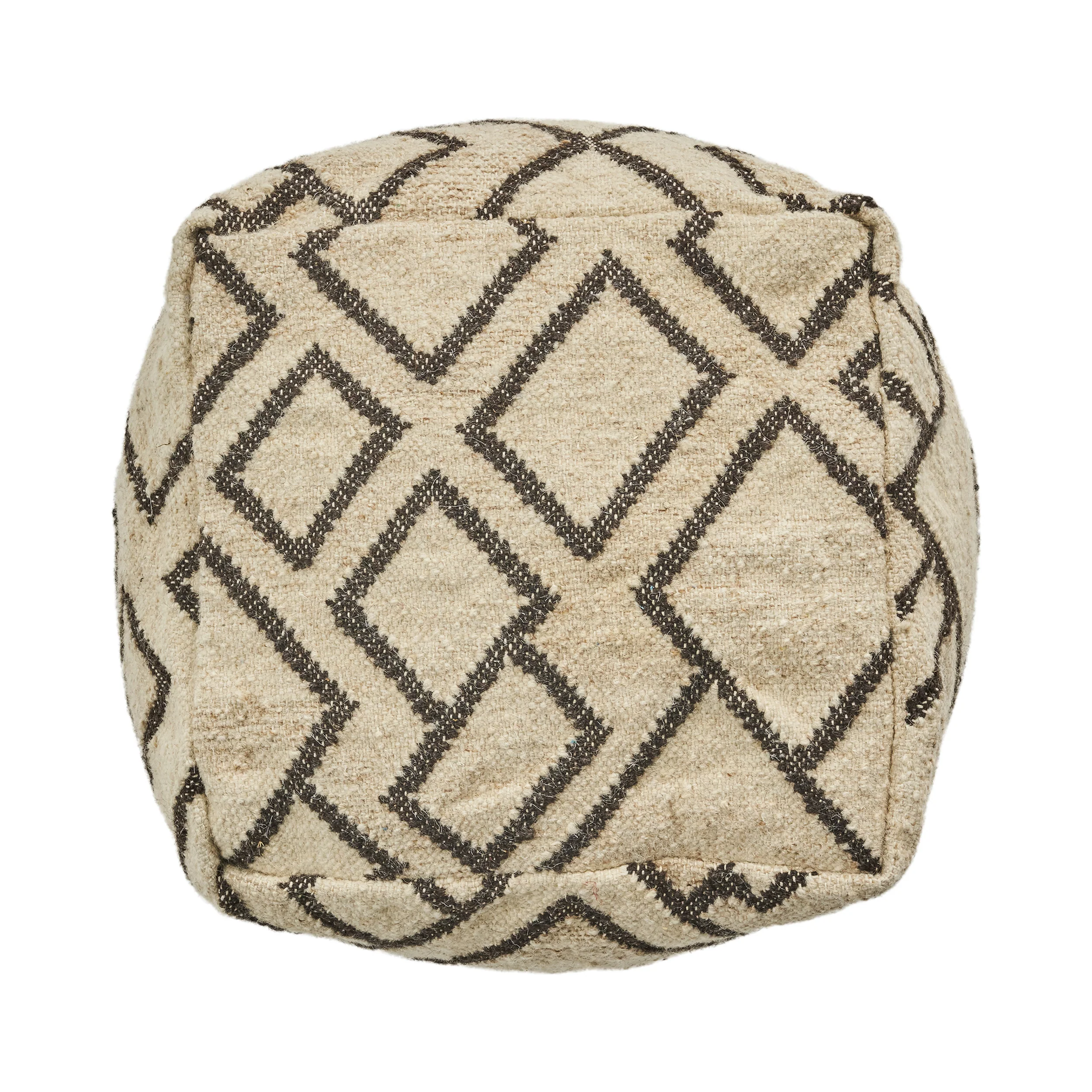 Lucciano Boho Wool and Cotton Ottoman Pouf - furnishings