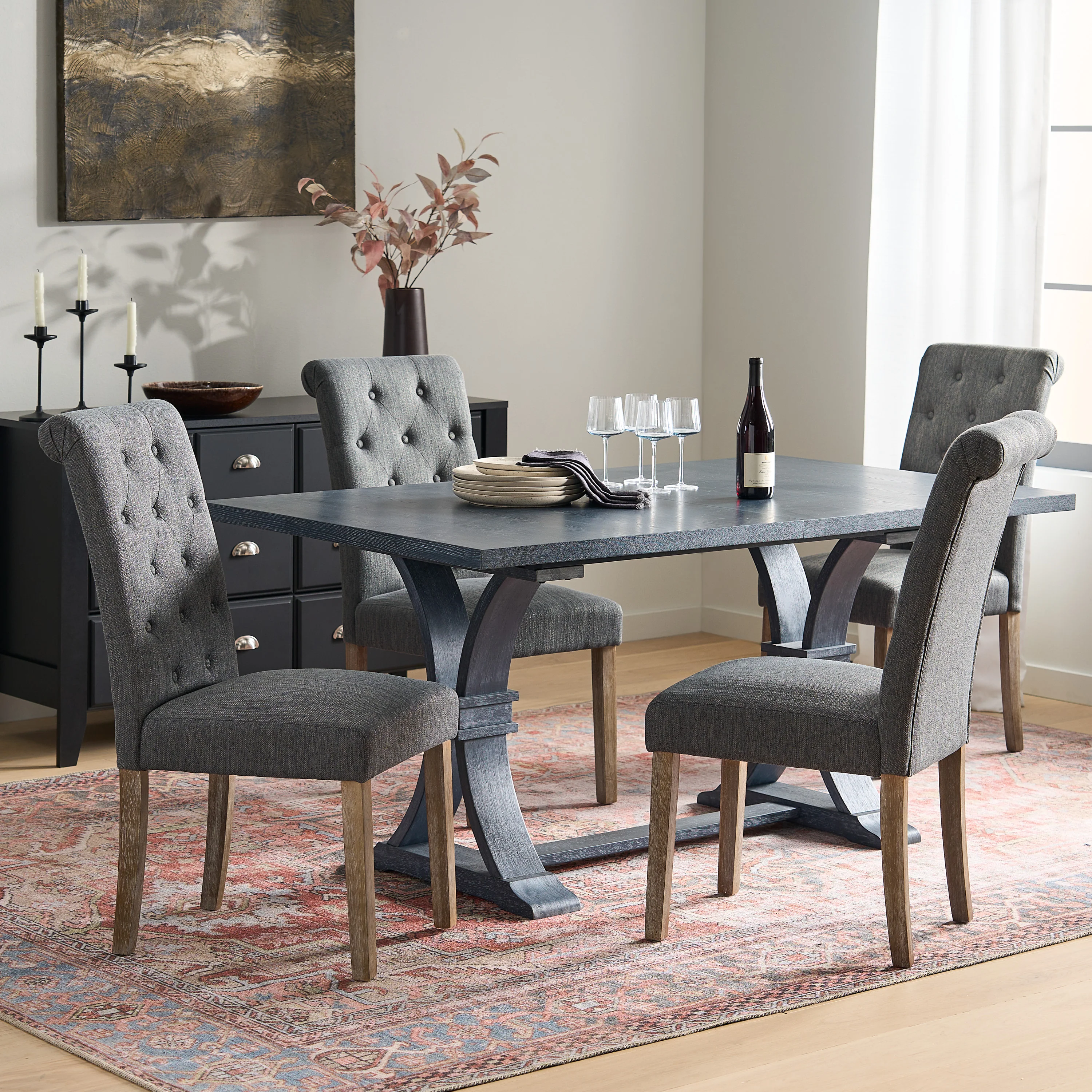 Larkspur Contemporary Tufted Dining Chairs, Set of 4 - furnishings