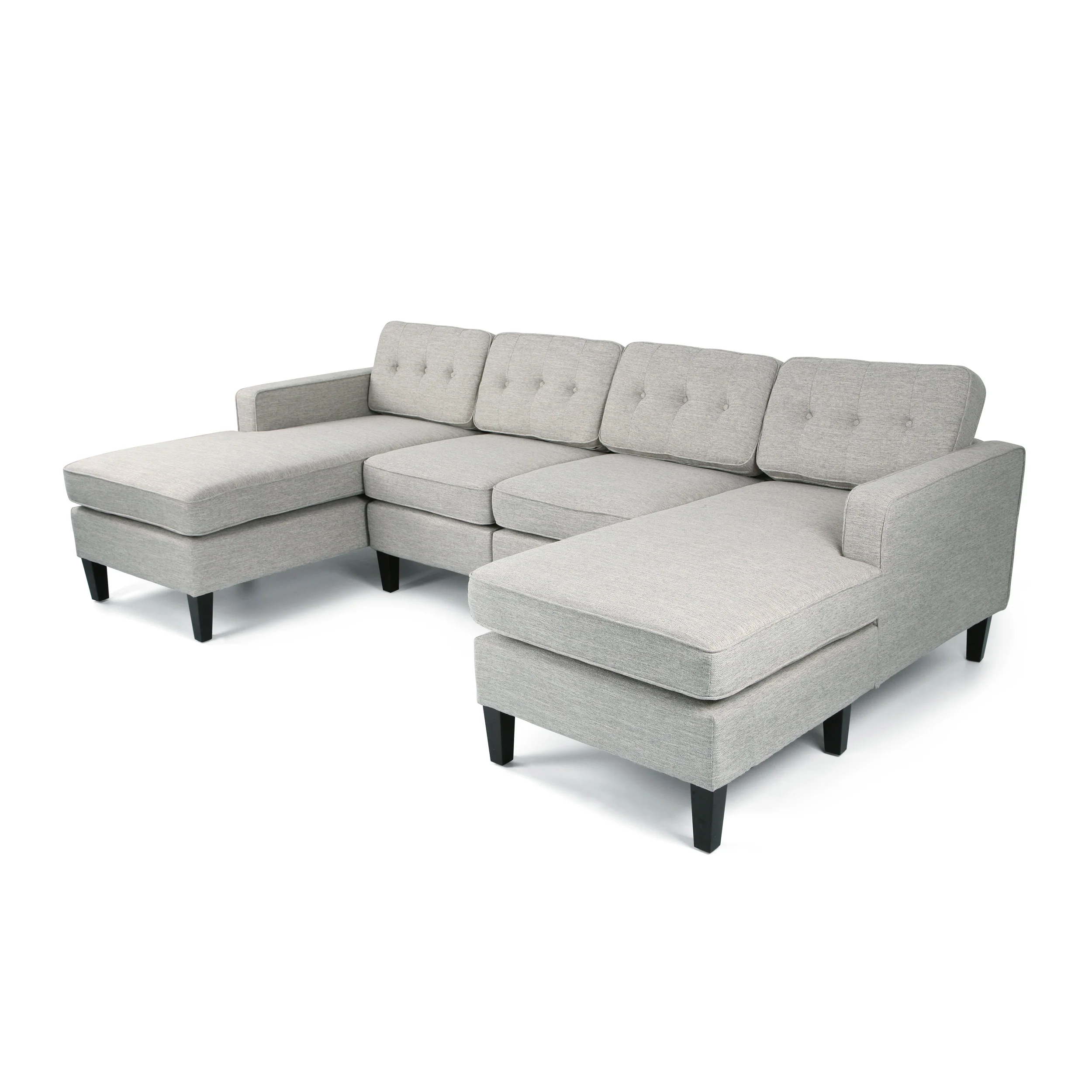 Grace Contemporary Fabric Chaise Sectional with Button Accents - furnishings