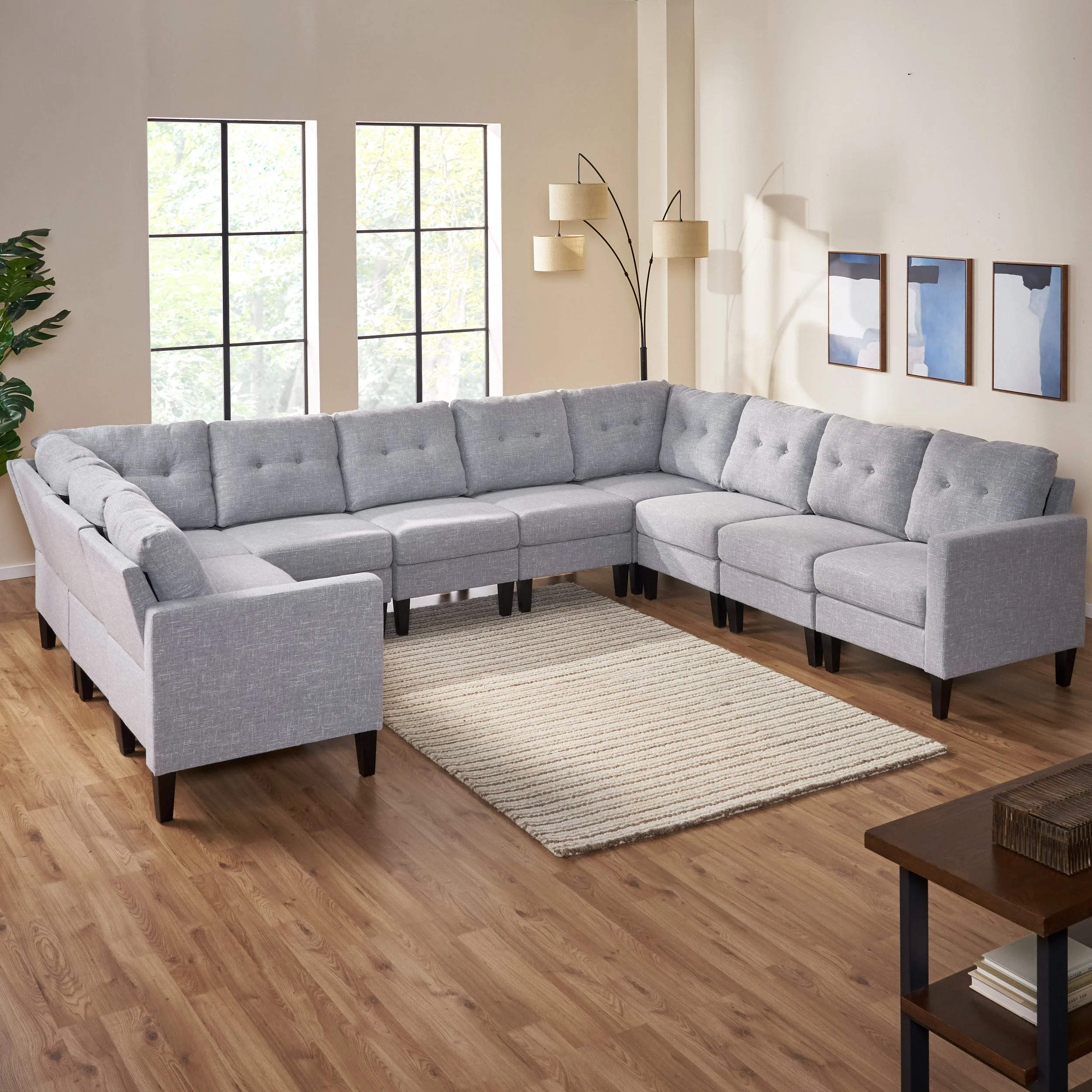 Marsh Mid Century Modern U-Shaped Sectional Sofa Set - furnishings