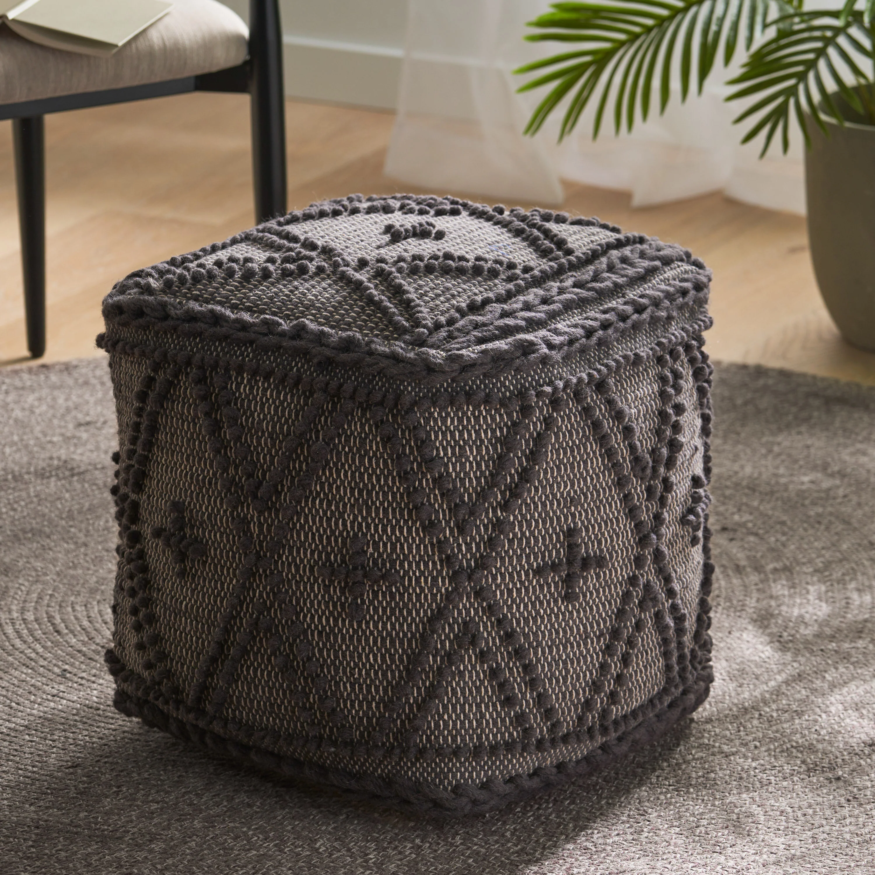 Truda Boho Handcrafted Fabric Pouf - furnishings