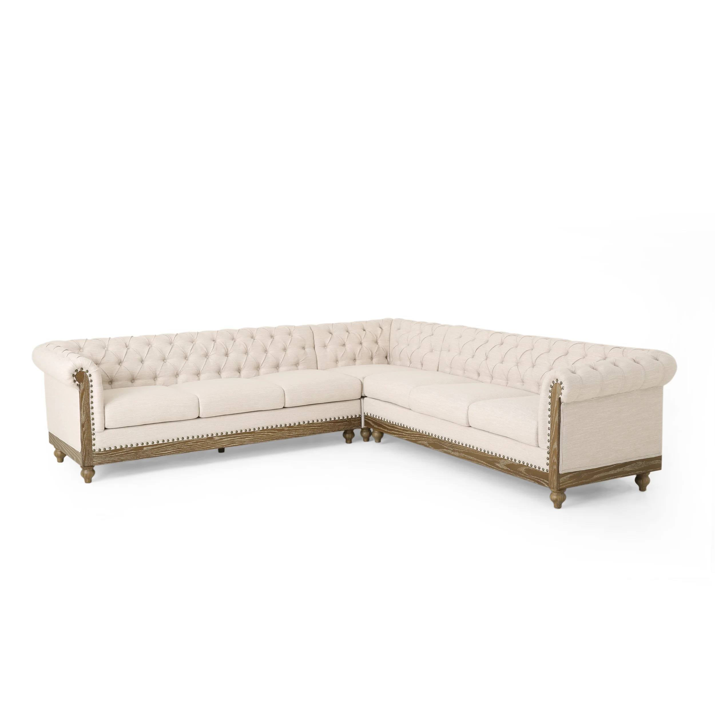 Kinzie Chesterfield Tufted 7 Seater Sectional Sofa with Nailhead Trim - furnishings