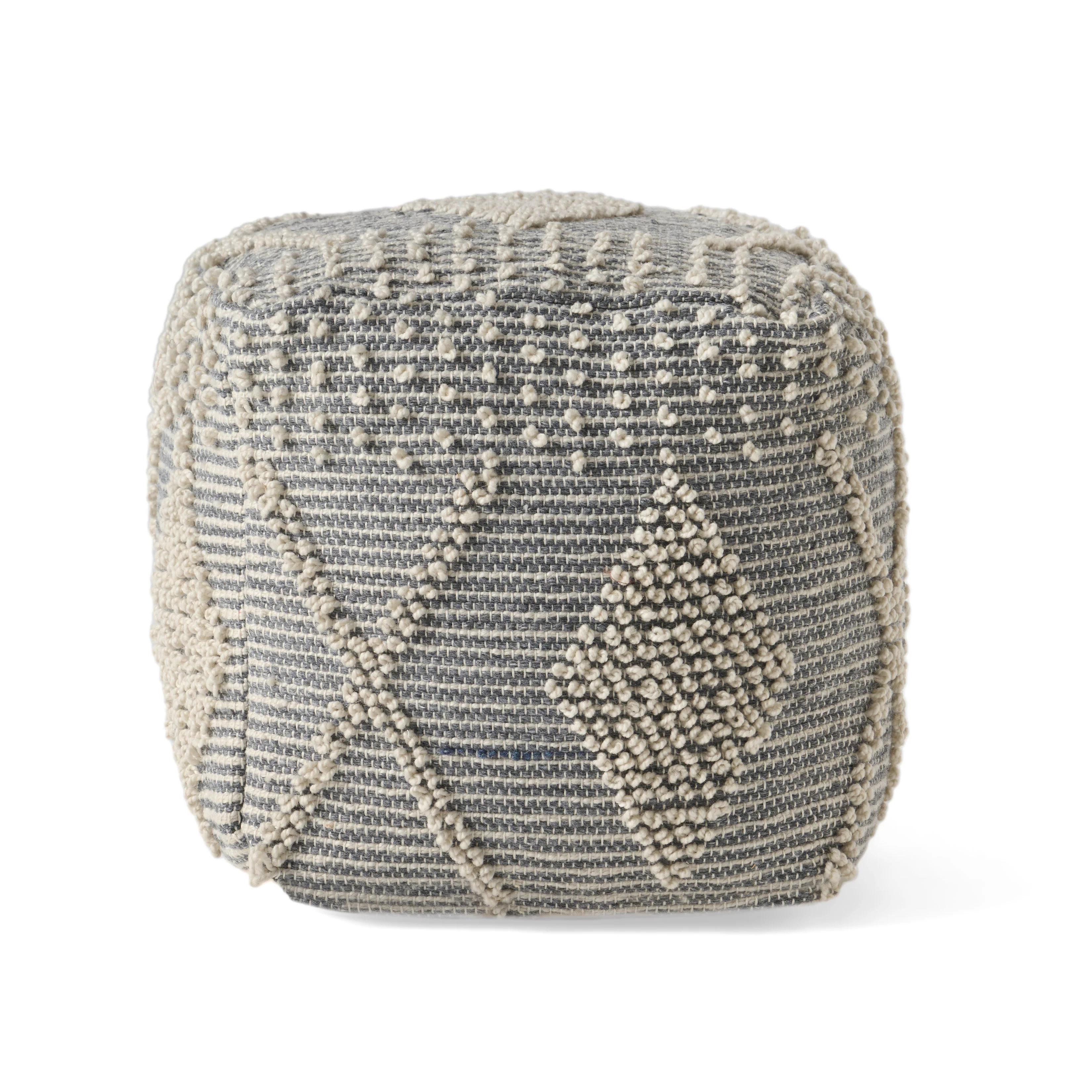 Dereka Contemporary Handcrafted Faux Yarn Pouf - furnishings