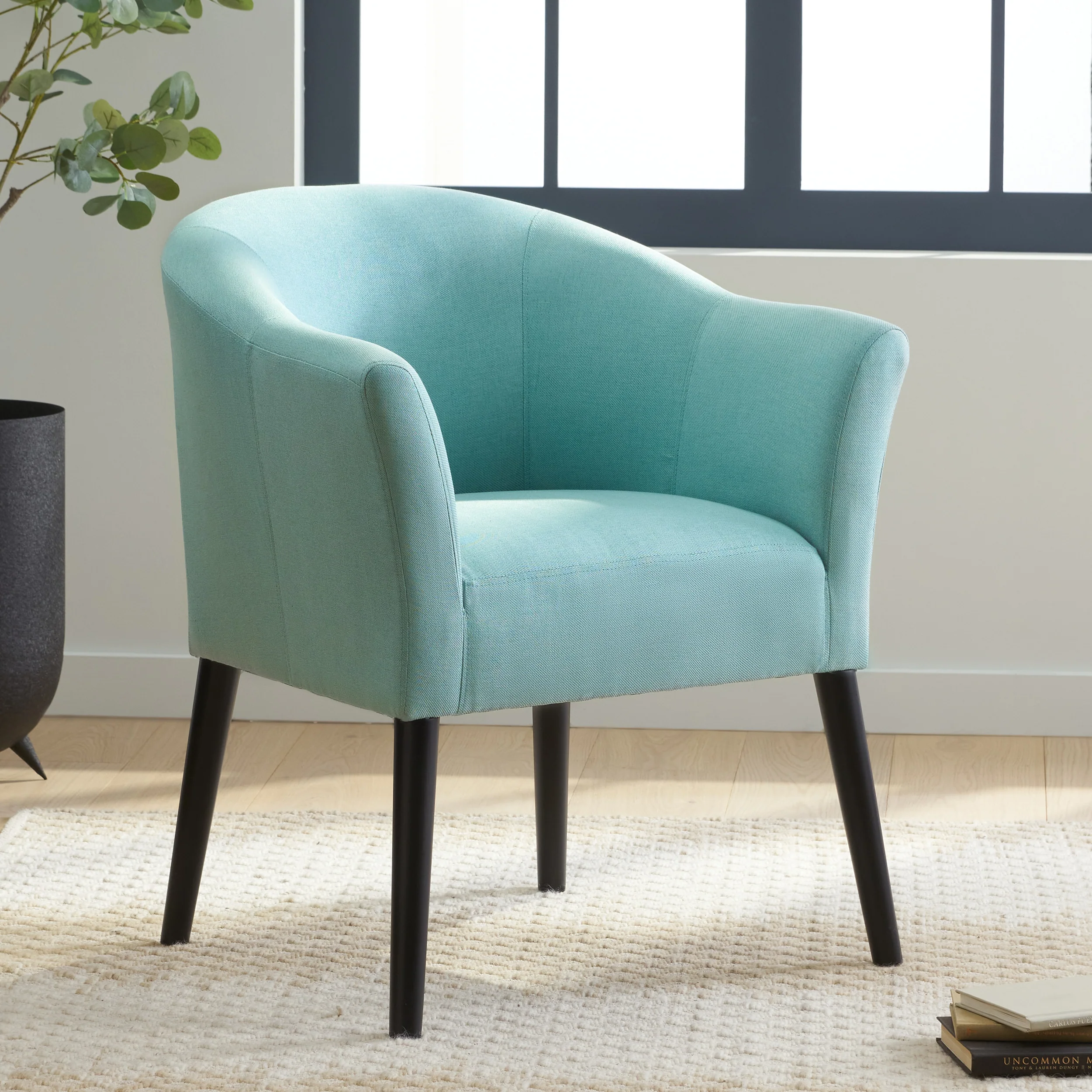 Charmaine Mid-Century Modern Low Back Fabric Accent Chair with Tapered Legs - furnishings