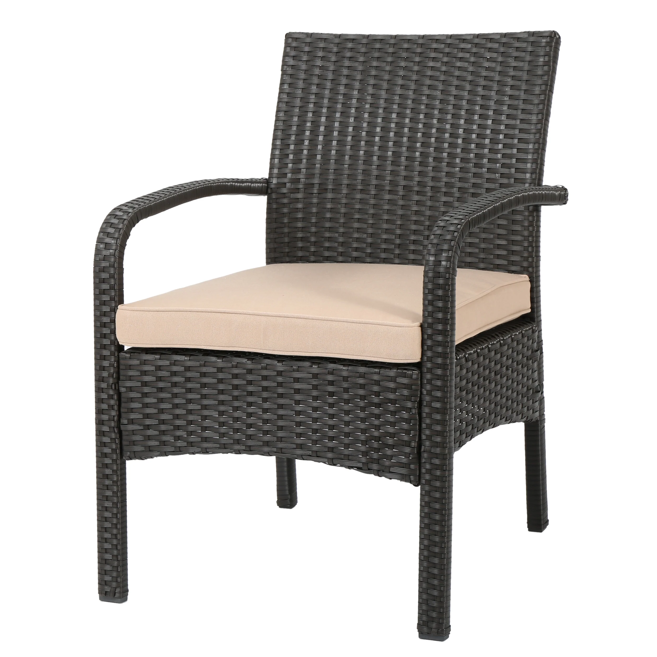 Elizabeth Outdoor 7 Piece Acacia Wood Dining Set with Wicker Chairs, Teak and Brown and Tan - furnishings