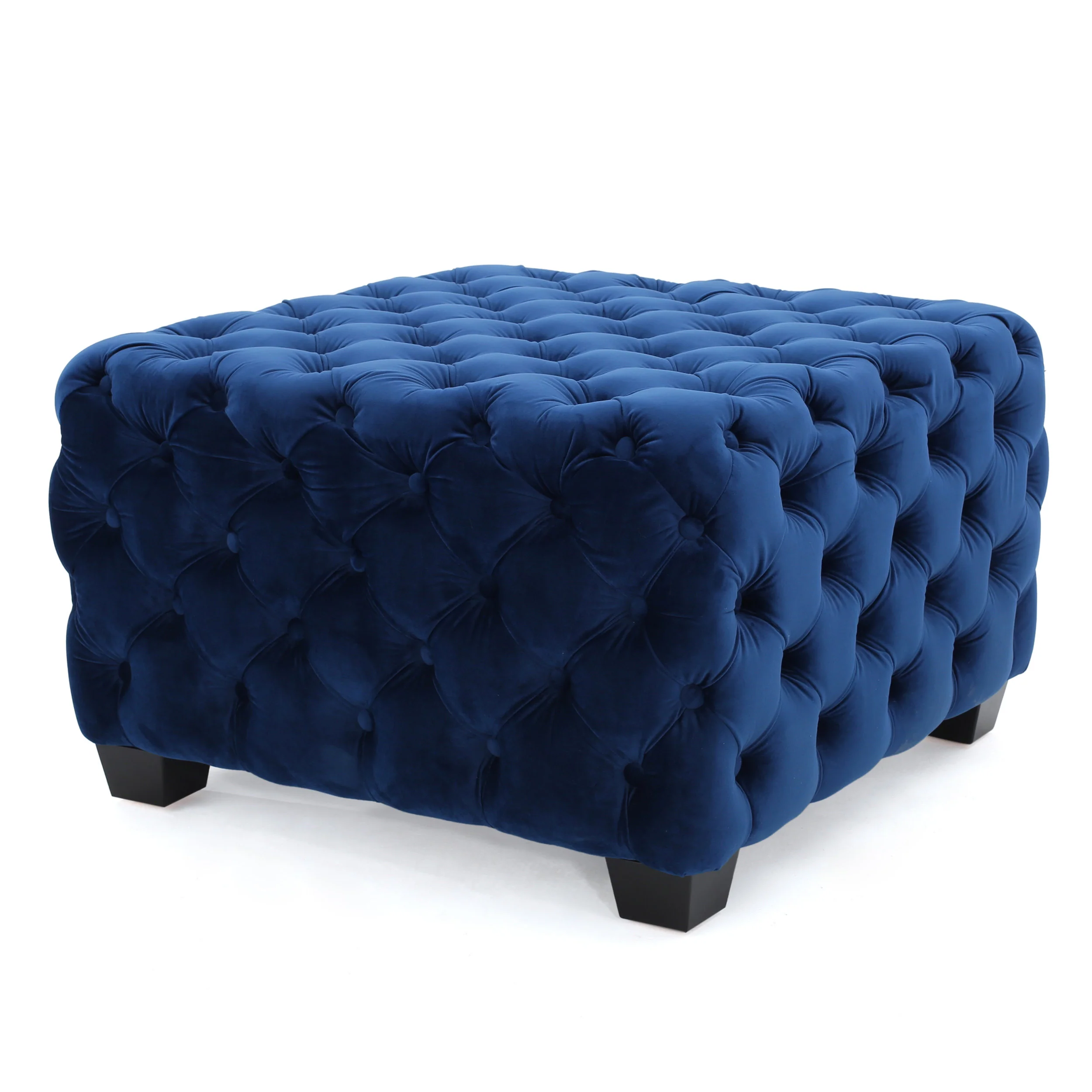 Provence Tufted New Velvet Fabric Ottoman Pouf - furnishings