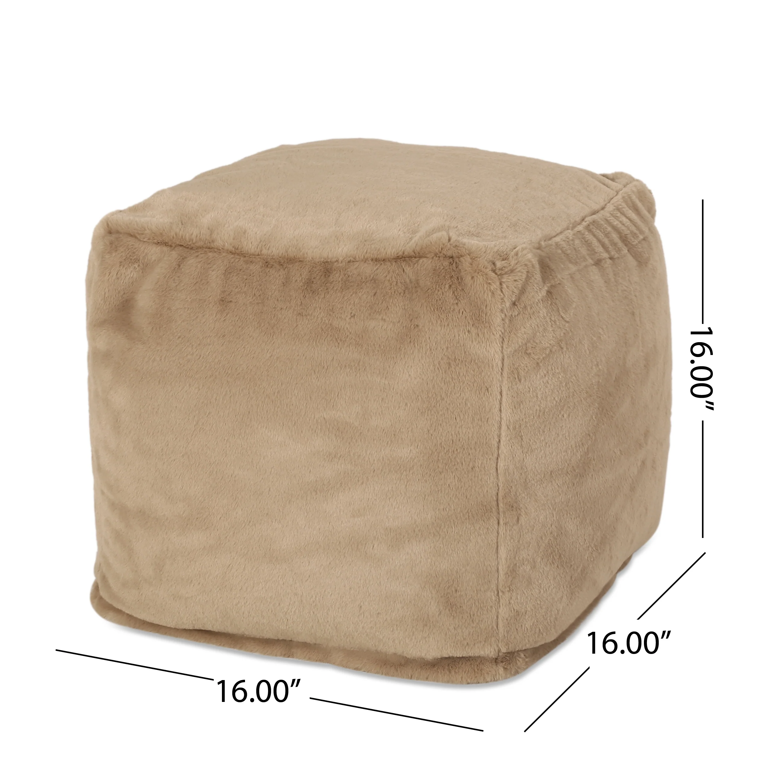 Pickerel Modern Glam Faux Fur Cube Pouf - furnishings