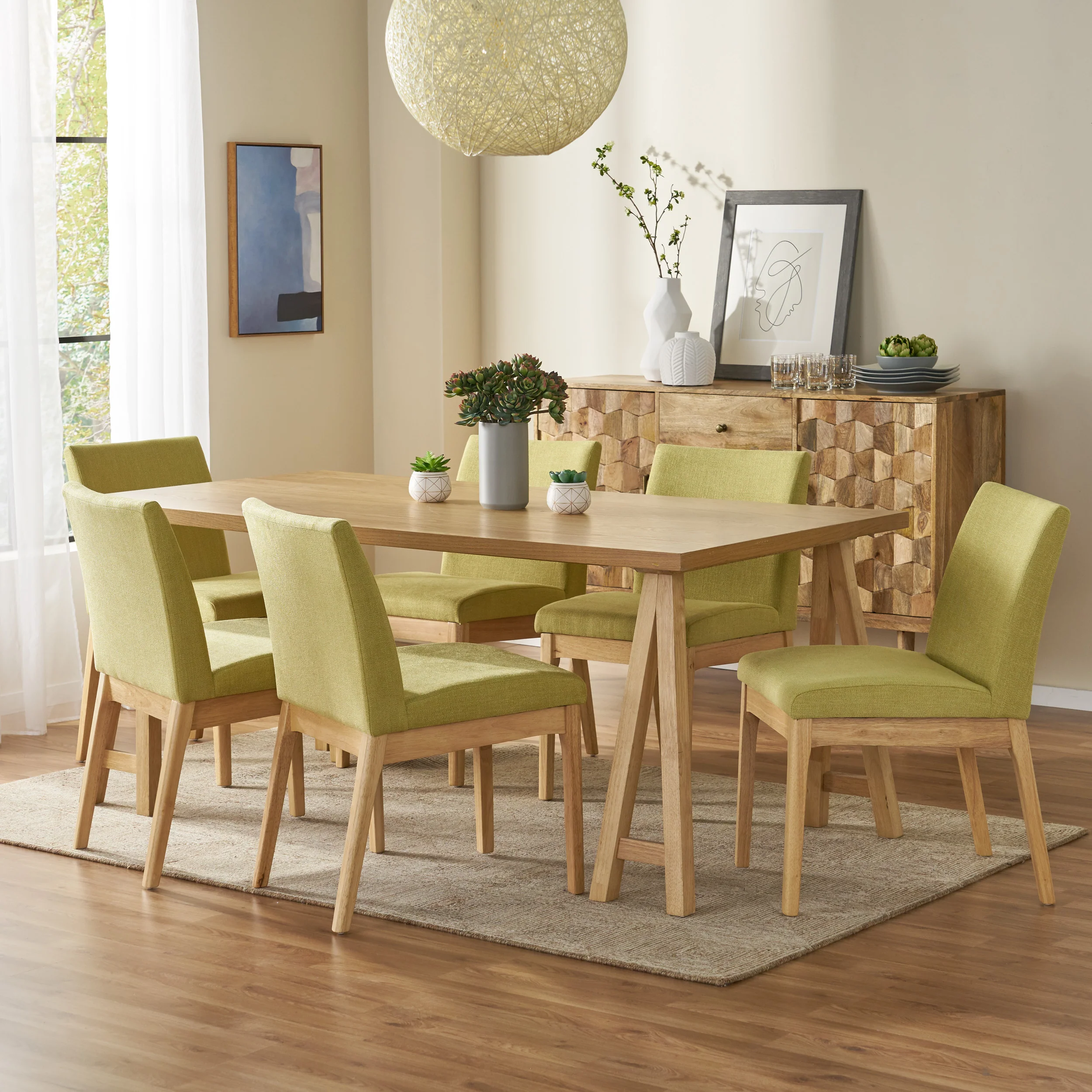 Elsinore Mid-Century Modern 7 Piece Dining Set - furnishings