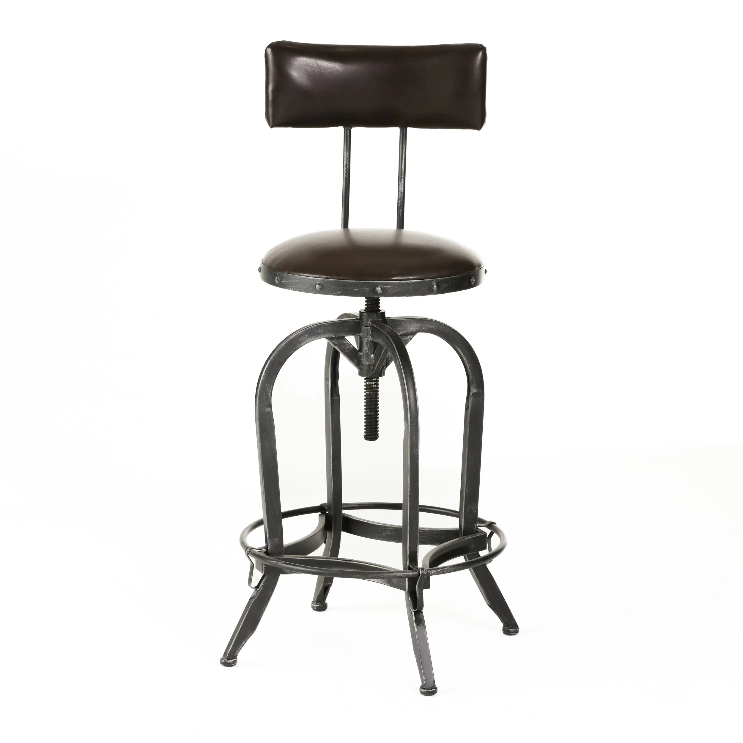 Samthorn Metal Industrial Adjustable Barstool With Backrest - furnishings