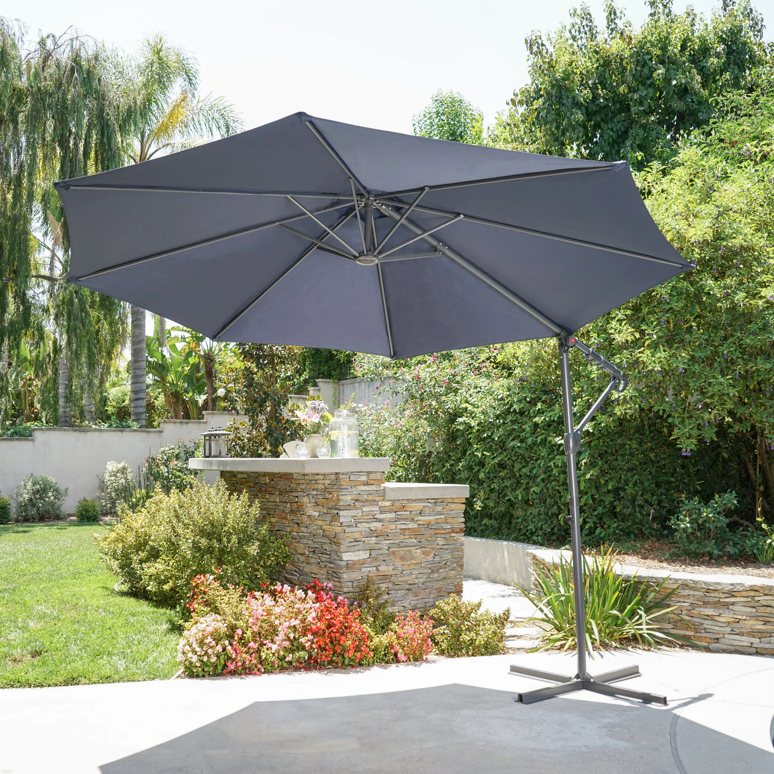 Sloane Outdoor Water Resistant Steel Frame Banana Sun Canopy - furnishings