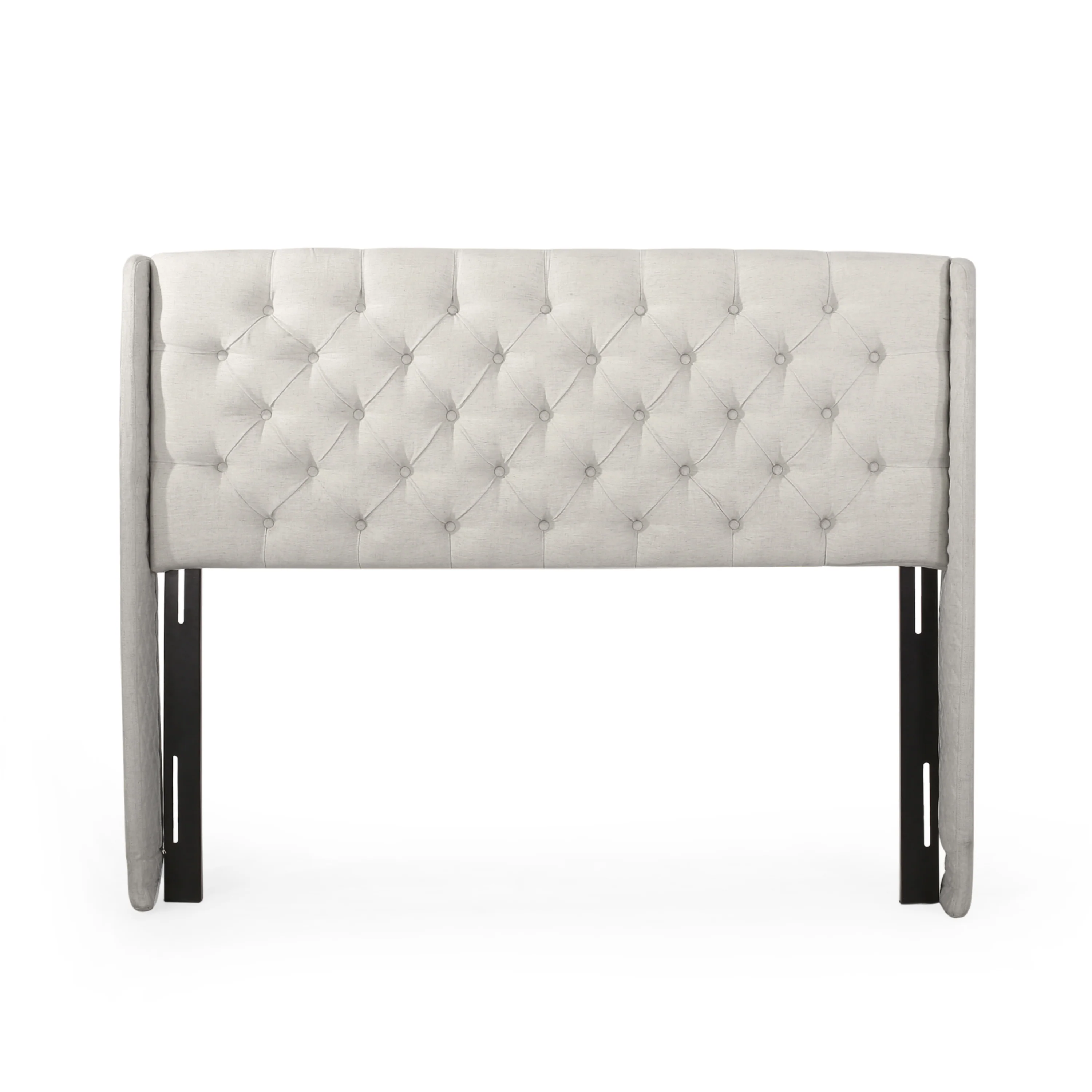 Allen Wingback Queen Tufted Beige Fabric Headboard - furnishings