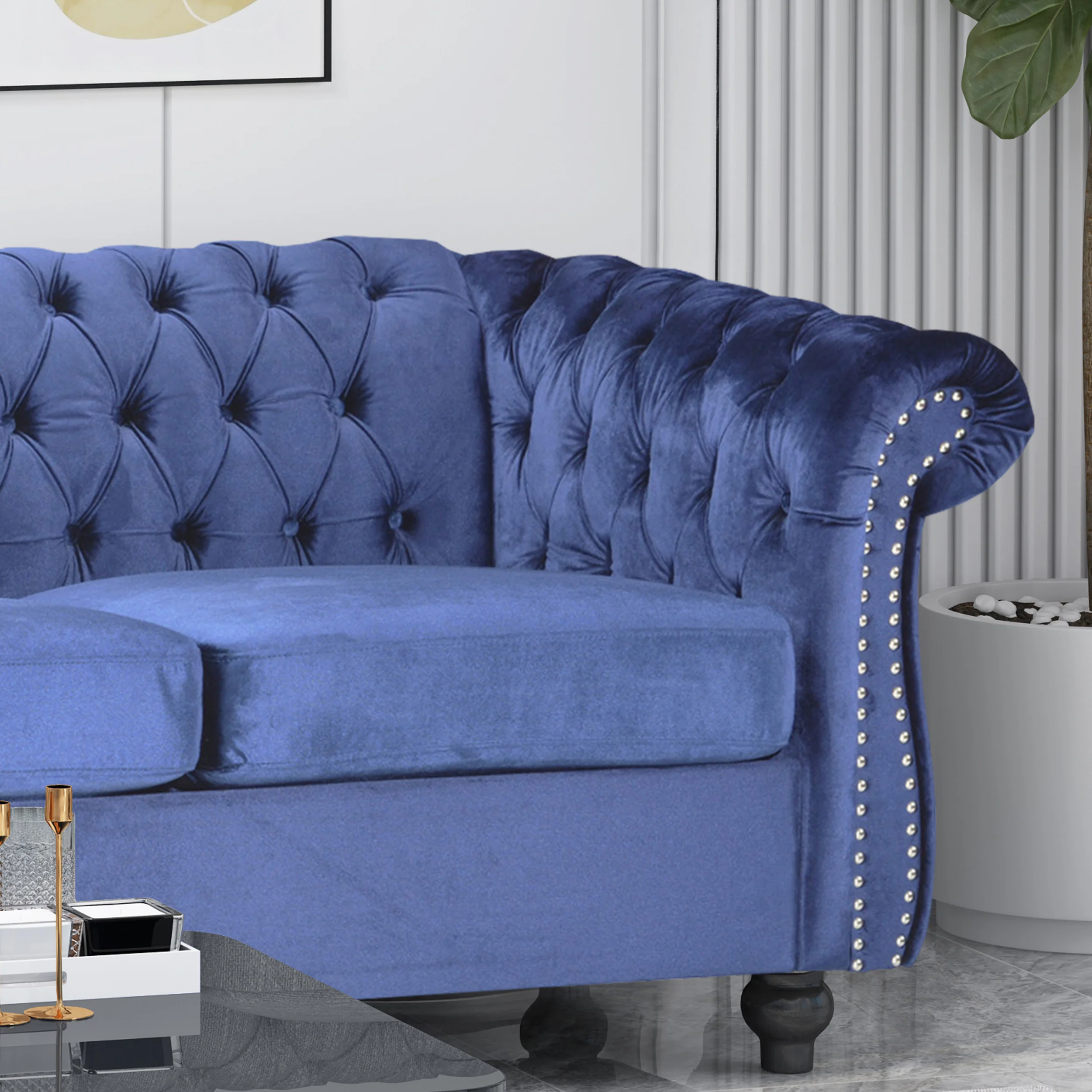 Adetokunbo Tufted Velvet Chesterfield 3 Seater Sofa - furnishings