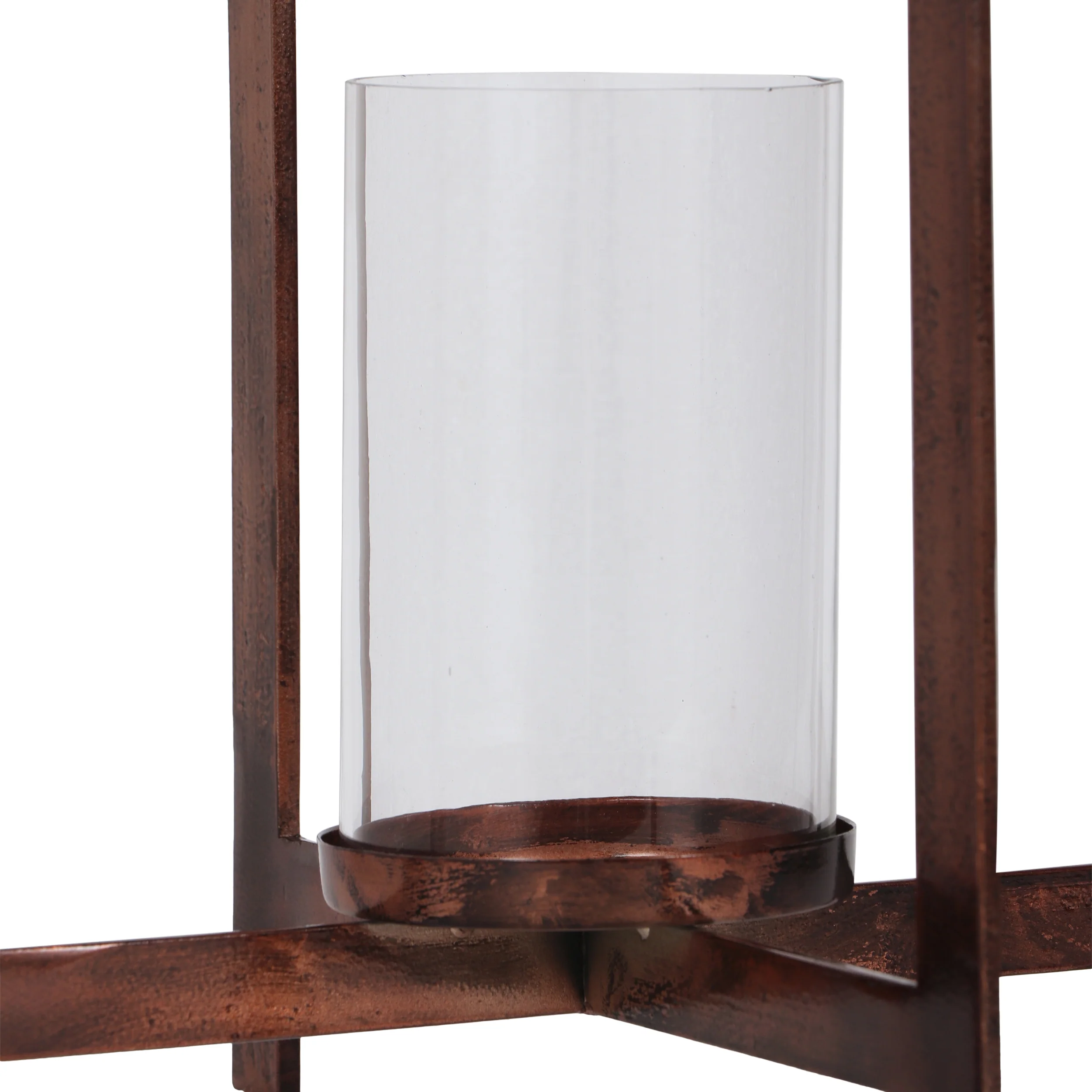 Sawicki Handmade Iron Lantern Candle Holder, Antique Copper - furnishings