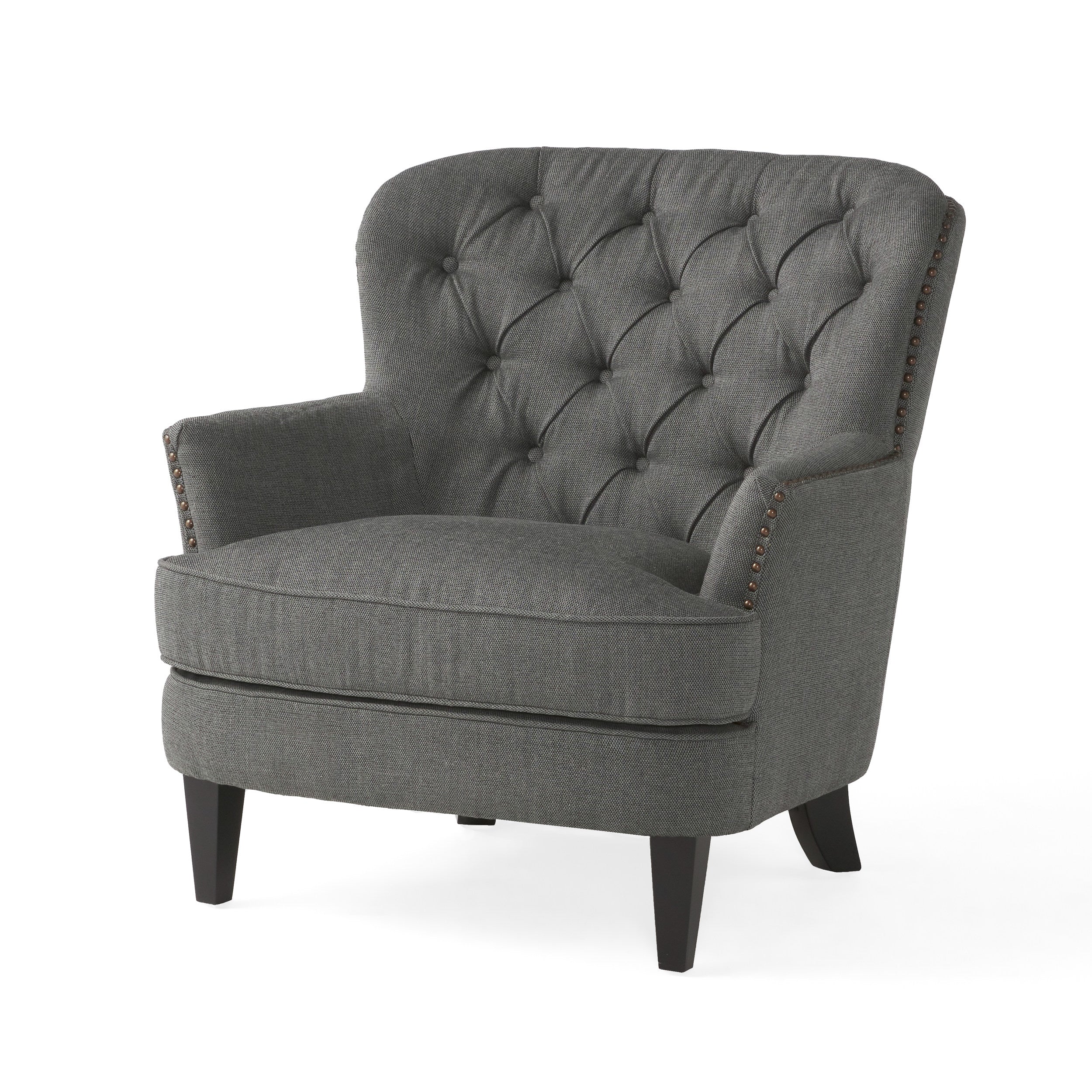 Teton Button Tufted Upholstered Club Chair With Footstool - furnishings