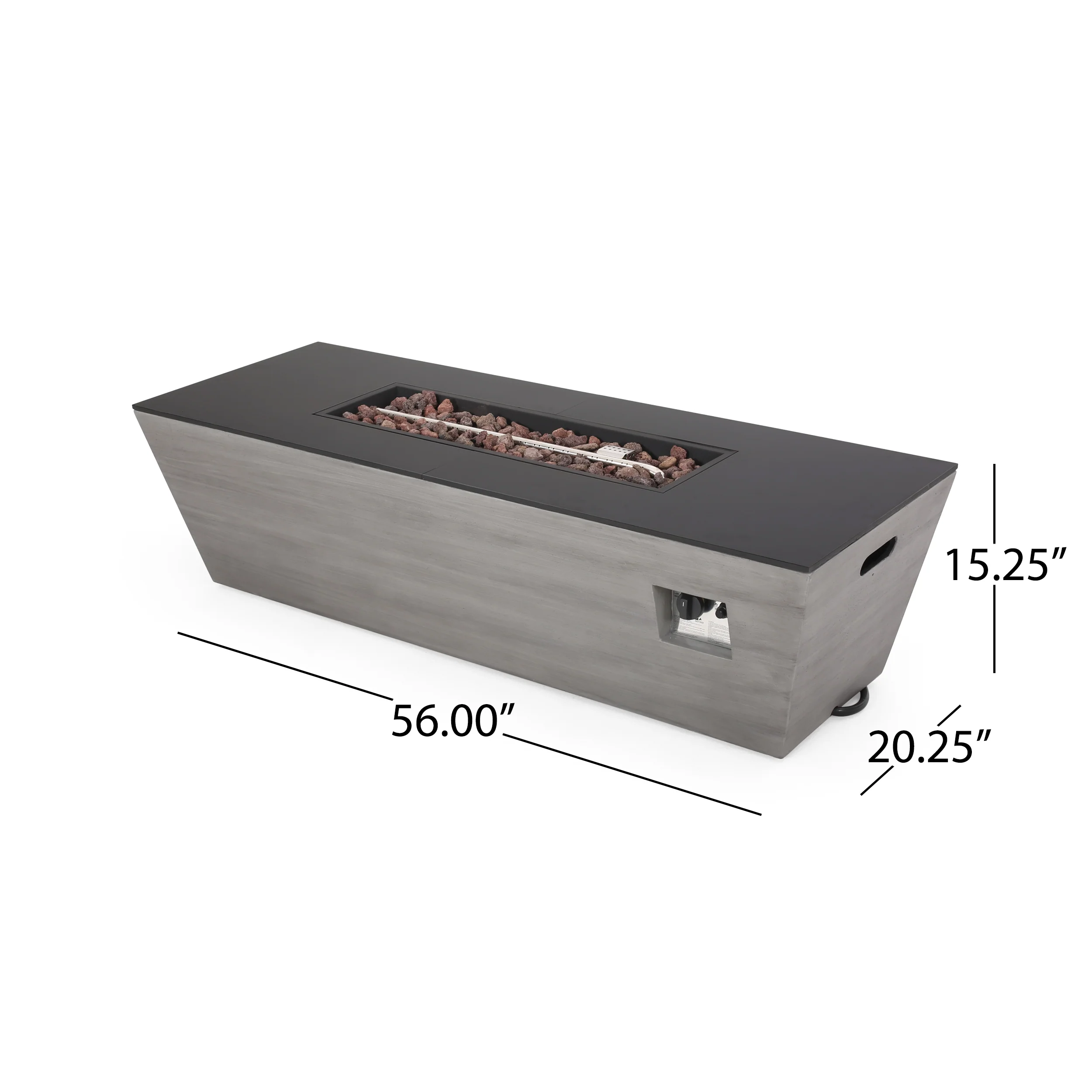 Mattie Outdoor 56-Inch Rectangular Fire Pit with Tank Holder - furnishings