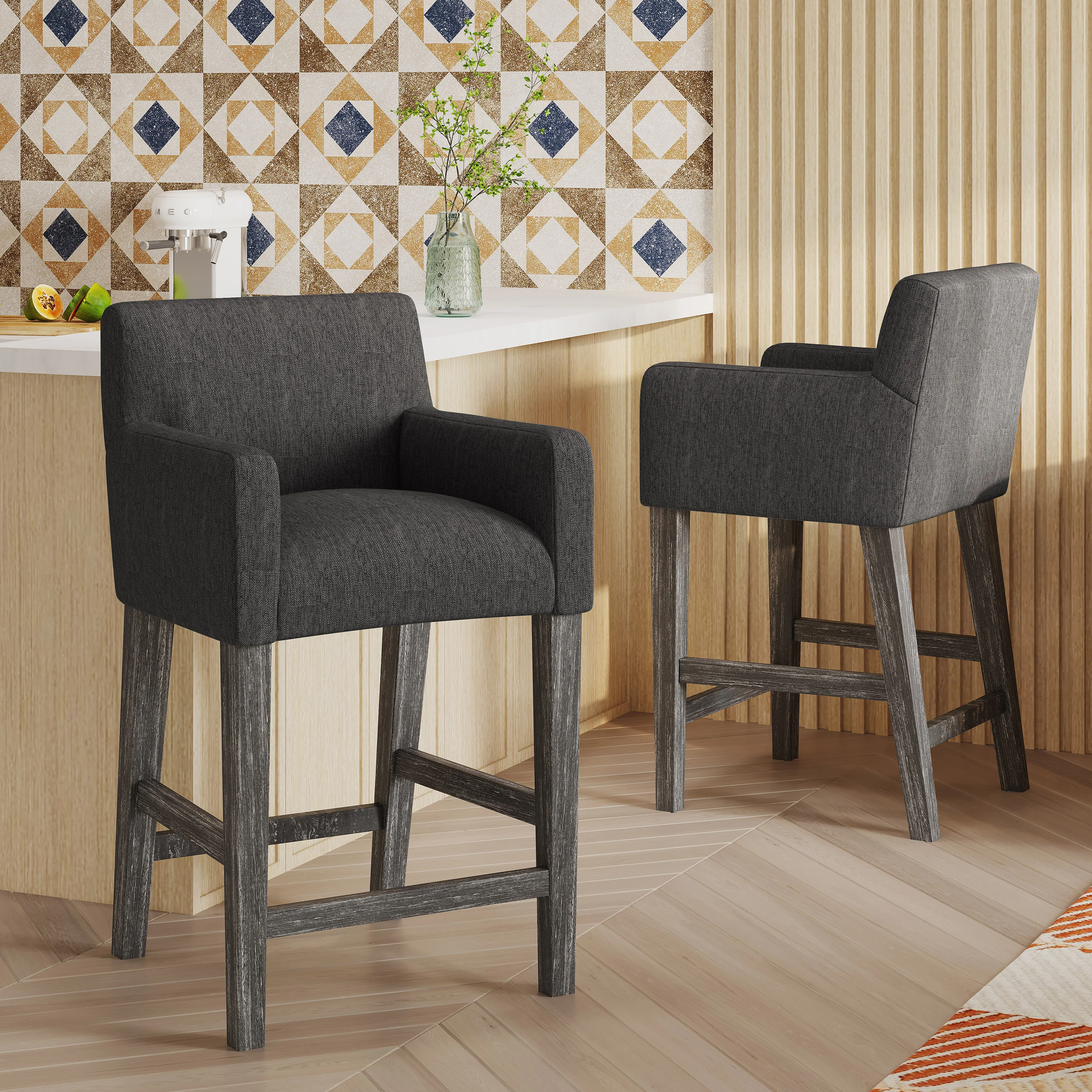 Chaparral Contemporary Fabric Upholstered Wood 26 inch Counter Stools (Set of 2) - furnishings