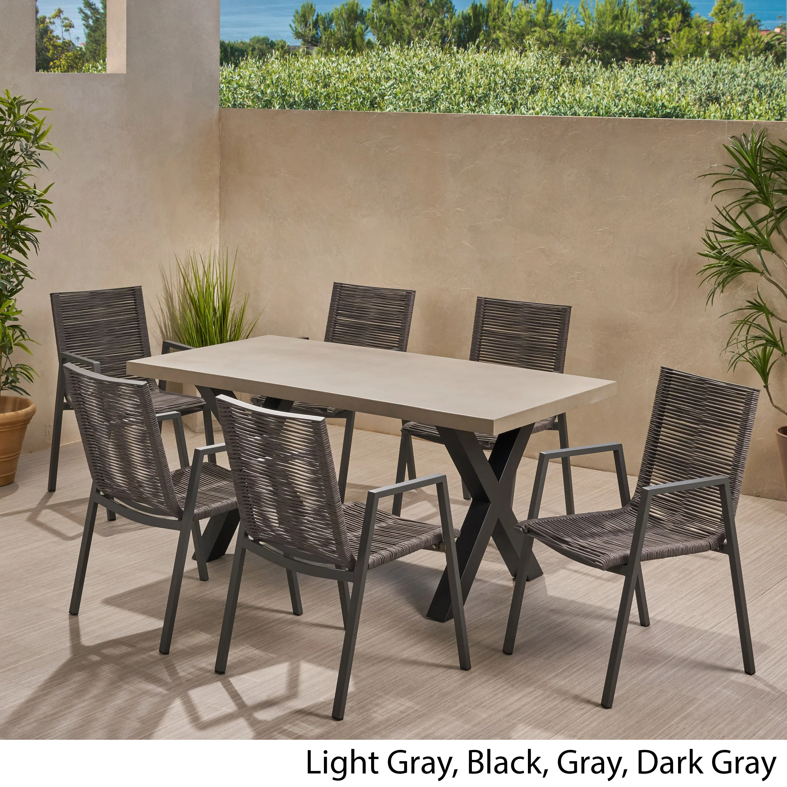 Aisaiah Outdoor Modern 6 Seater Dining Set - furnishings