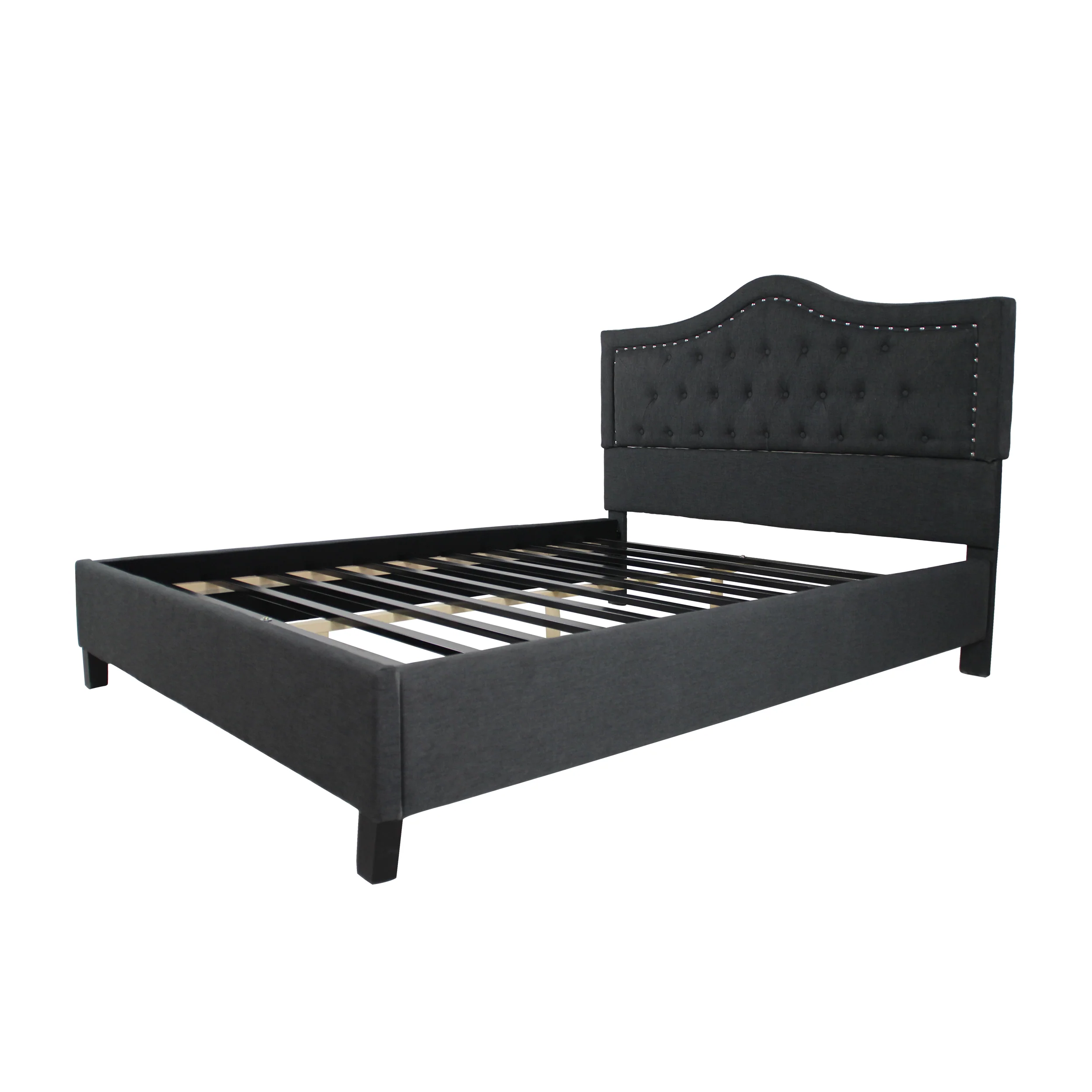 Dante Contemporary Upholstered Bed Set with Nailhead Trim - furnishings
