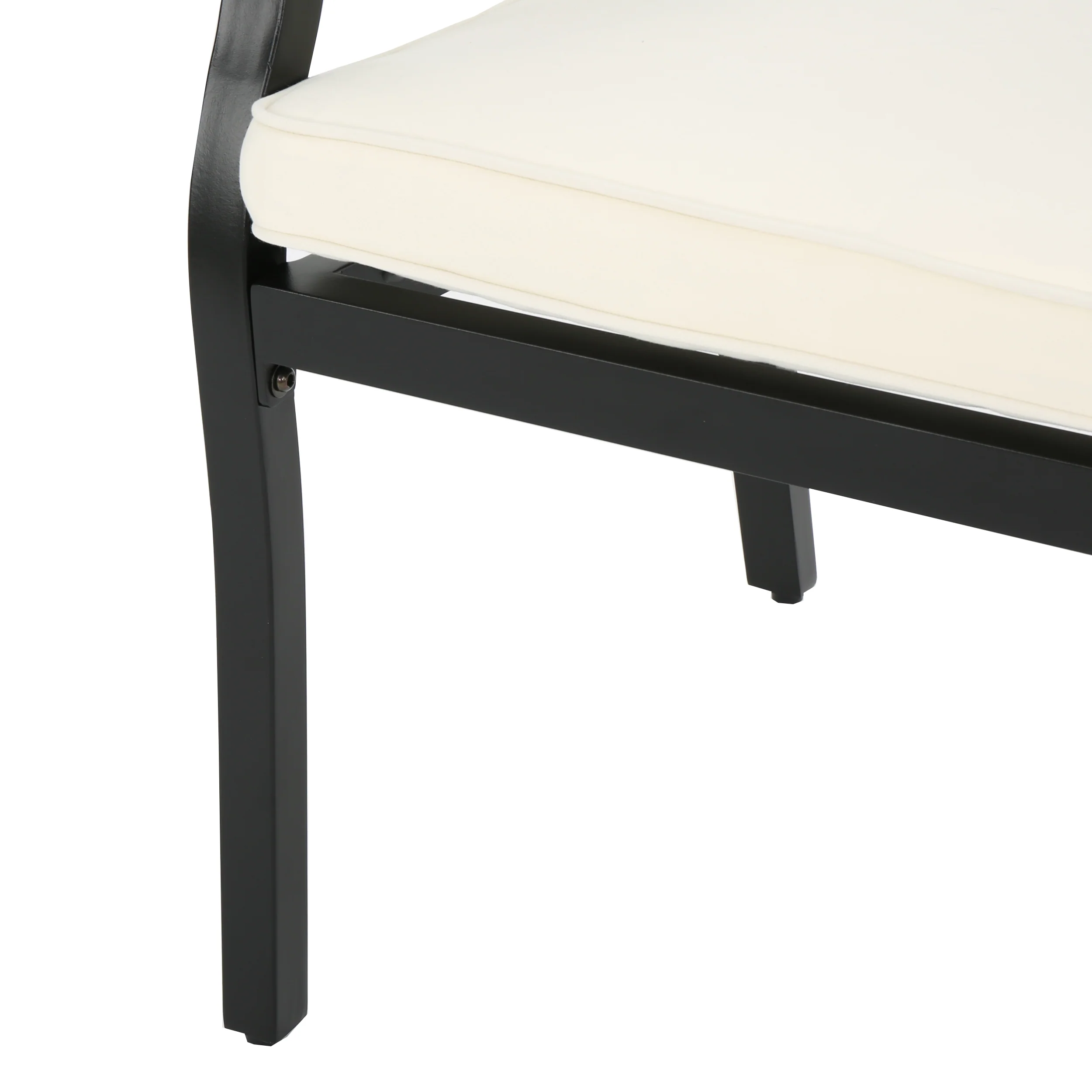 Buster Outdoor 7 Piece Acacia Wood and Aluminum Dining Set, Teak and Black with Ivory Cushions - furnishings