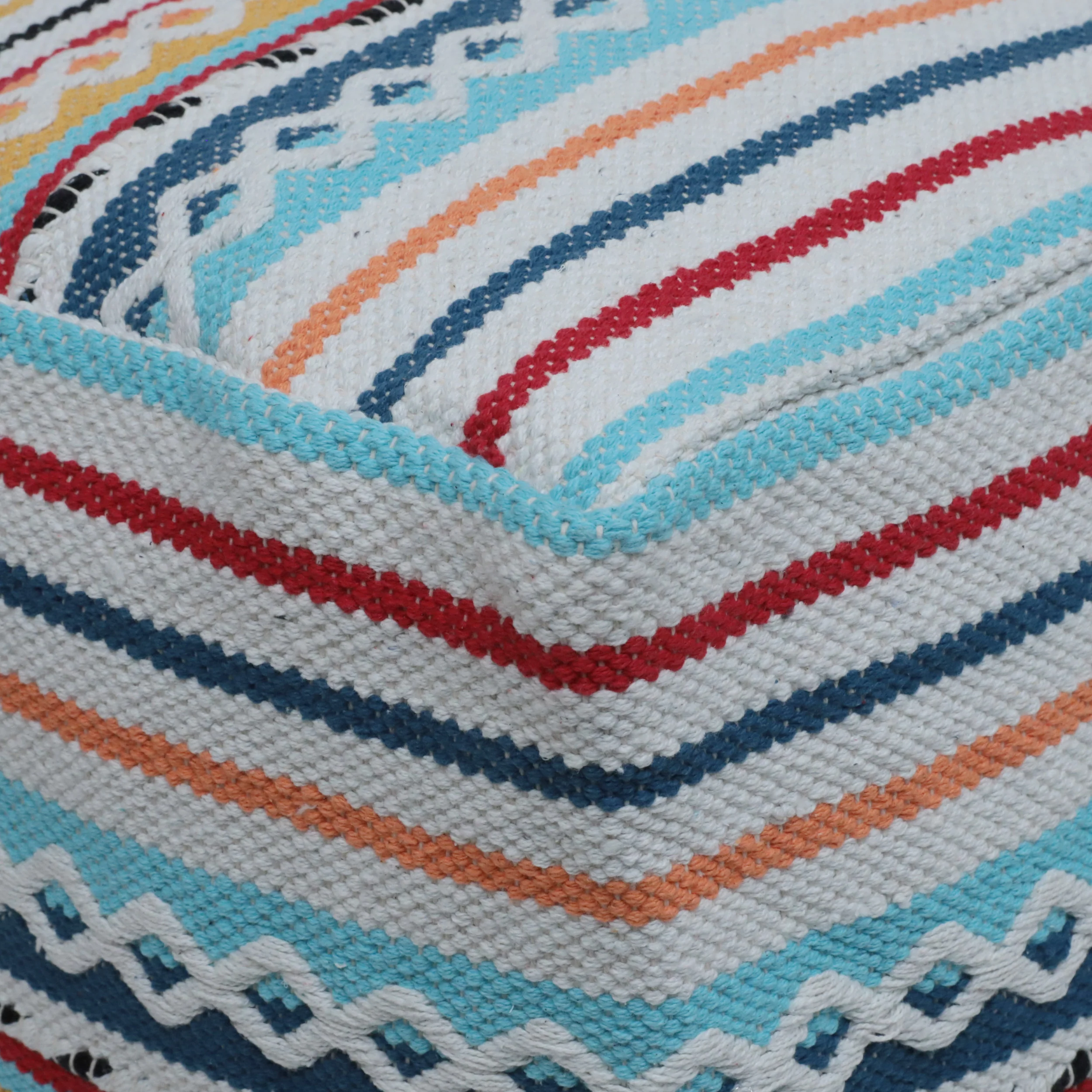 Hilliard Boho Handcrafted Peruvian Print Cube Pouf - furnishings