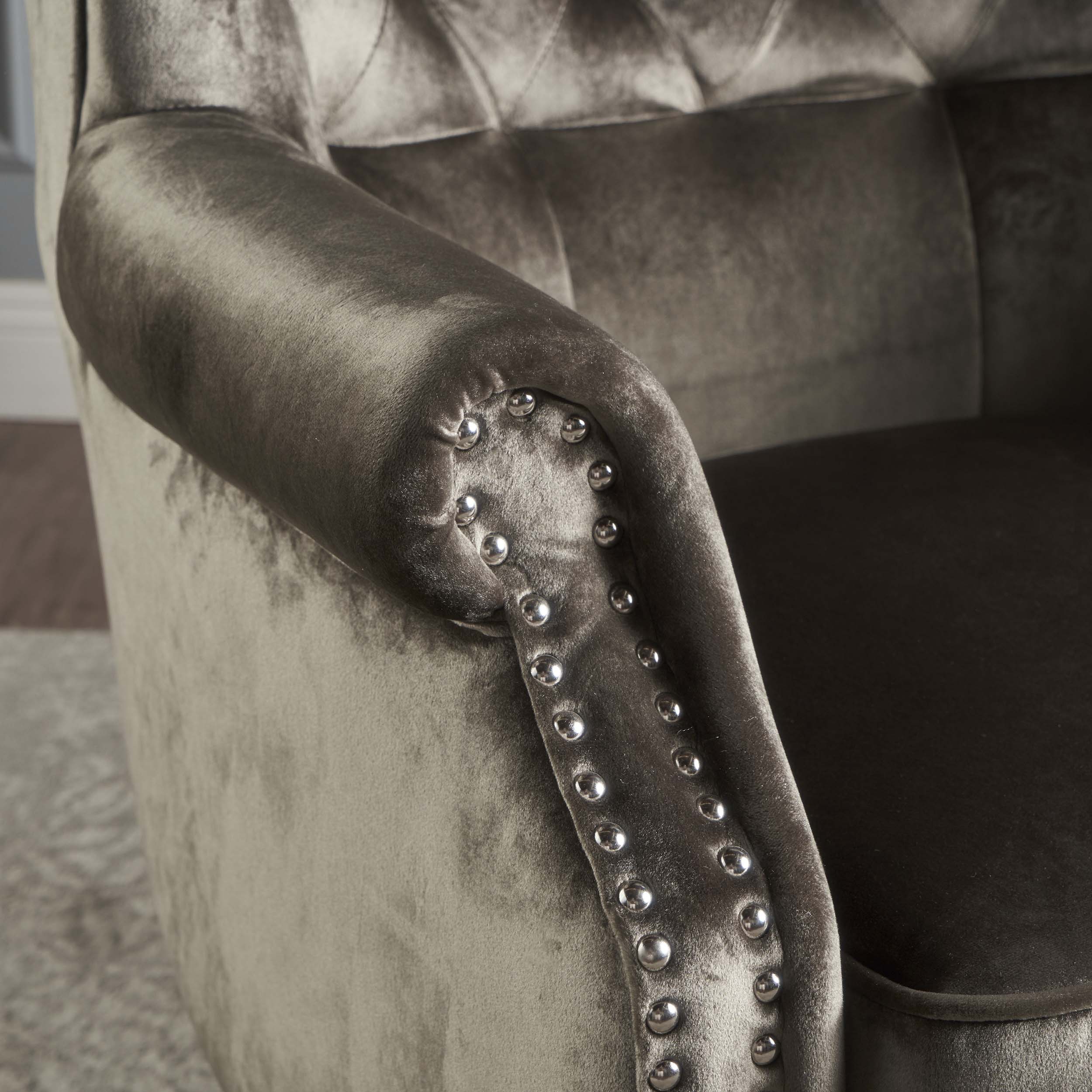 Tomlin Modern Glam Velvet Club Chair with Nailhead Trim - furnishings