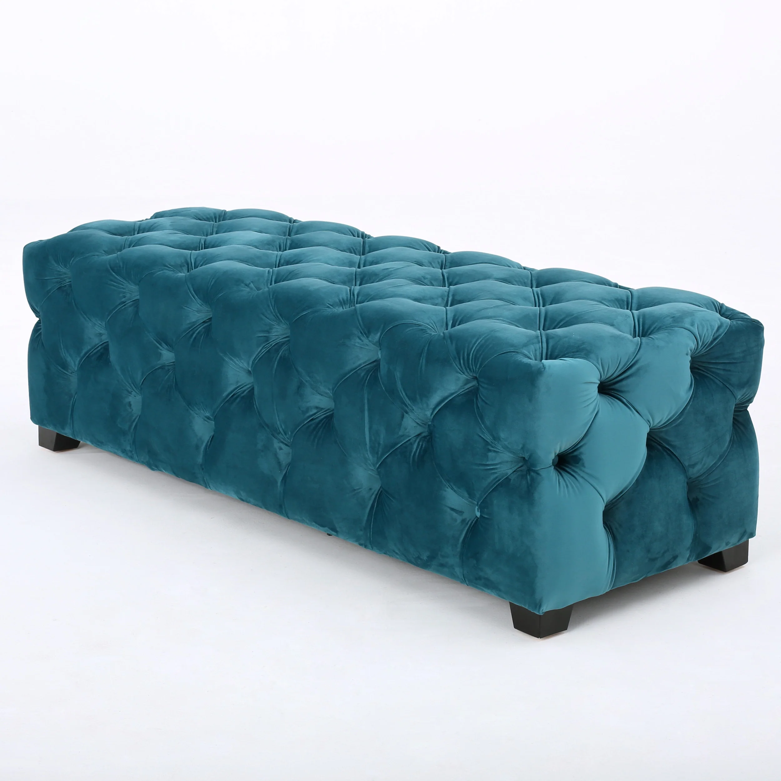 Provence Modern Glam Tufted Velvet Ottoman Bench - furnishings