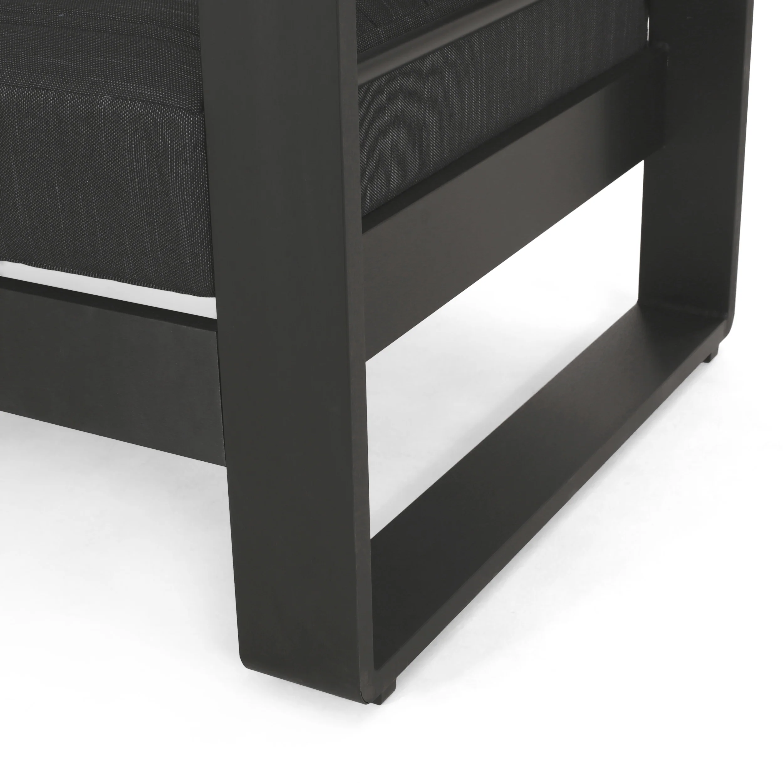 Neffs Outdoor Aluminum Loveseat with Water Resistant Cushions, Dark Gray, Natural, and Black - furnishings