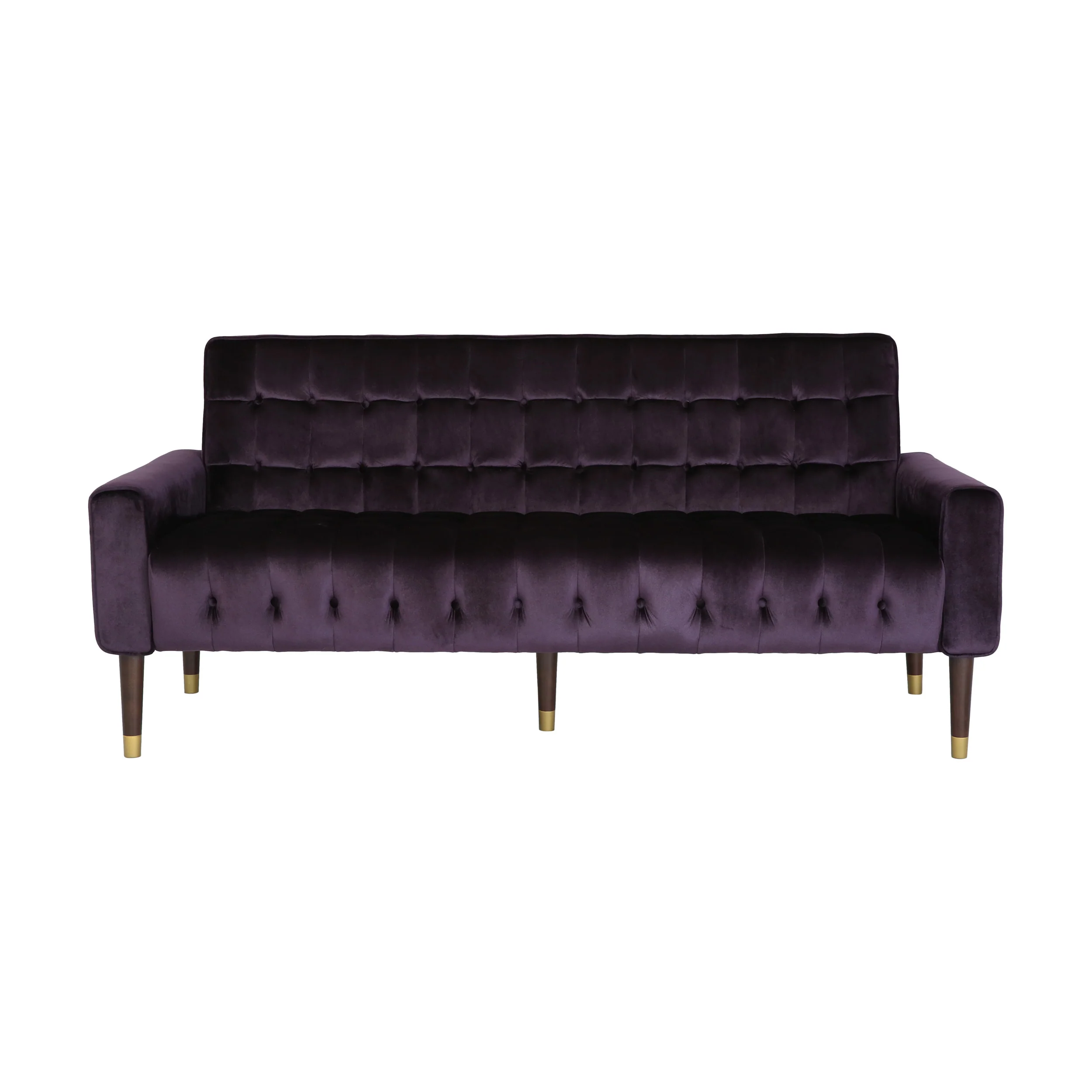 Adan Tufted Velvet Sofa with Gold Tipped Tapered Legs - furnishings
