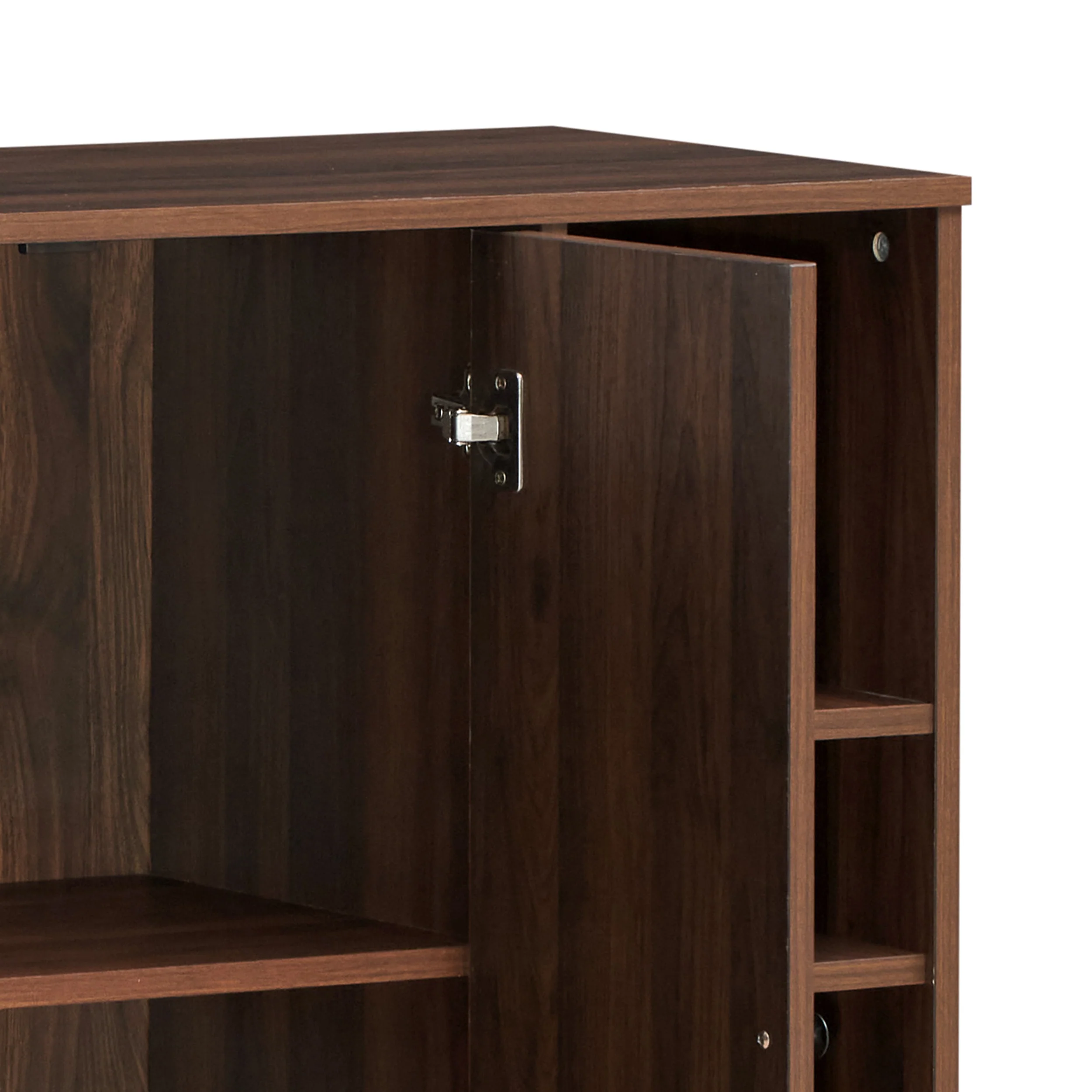 Hurlbut Mid Century Modern Wooden 8 Bottle Wine Cabinet, Walnut and Dark Brown - furnishings