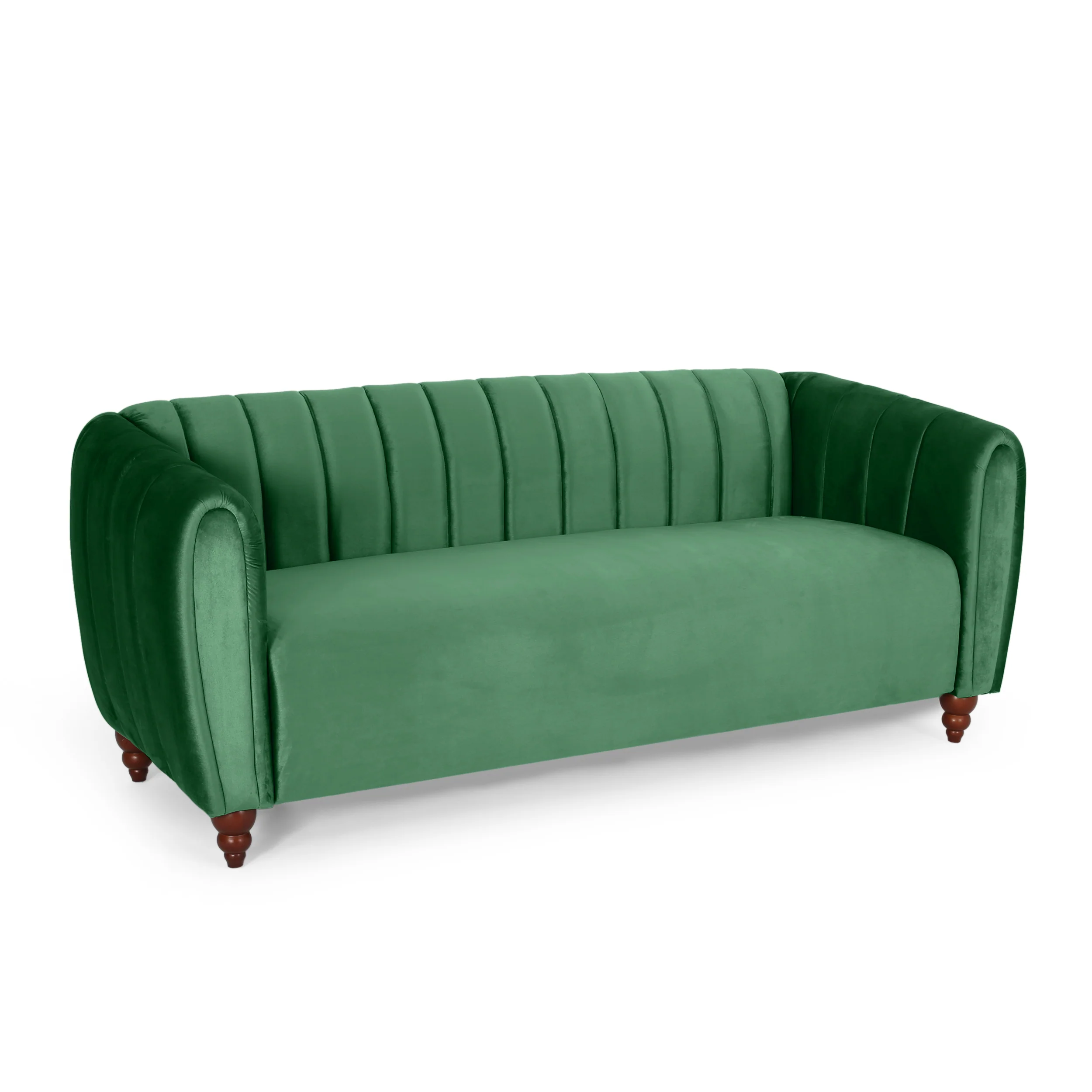 Worden Modern Glam Velvet Channel Stitch 3 Seater Sofa - furnishings