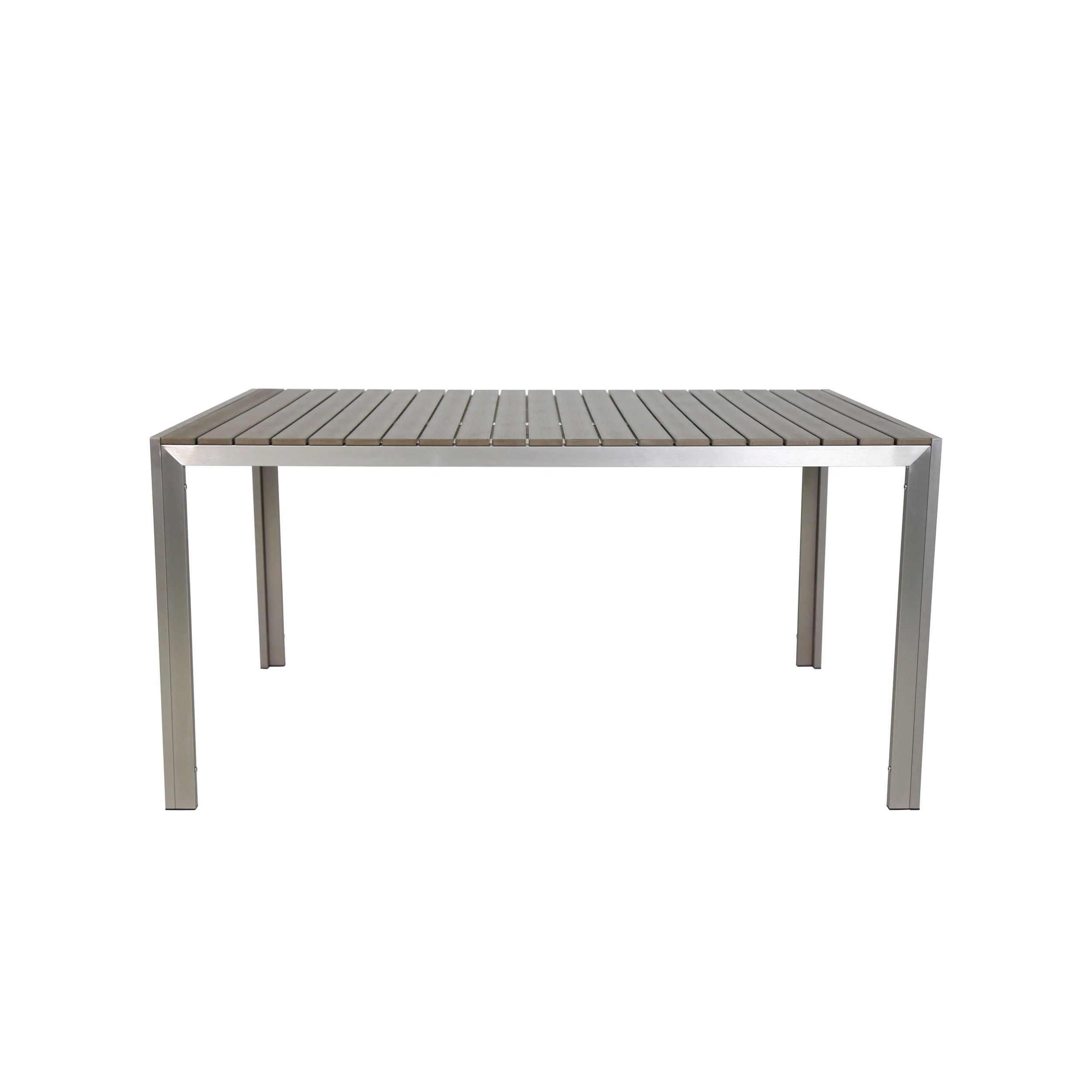 Butler Outdoor Aluminum Picnic Set with Faux Wood Top, Silver and Natural - furnishings