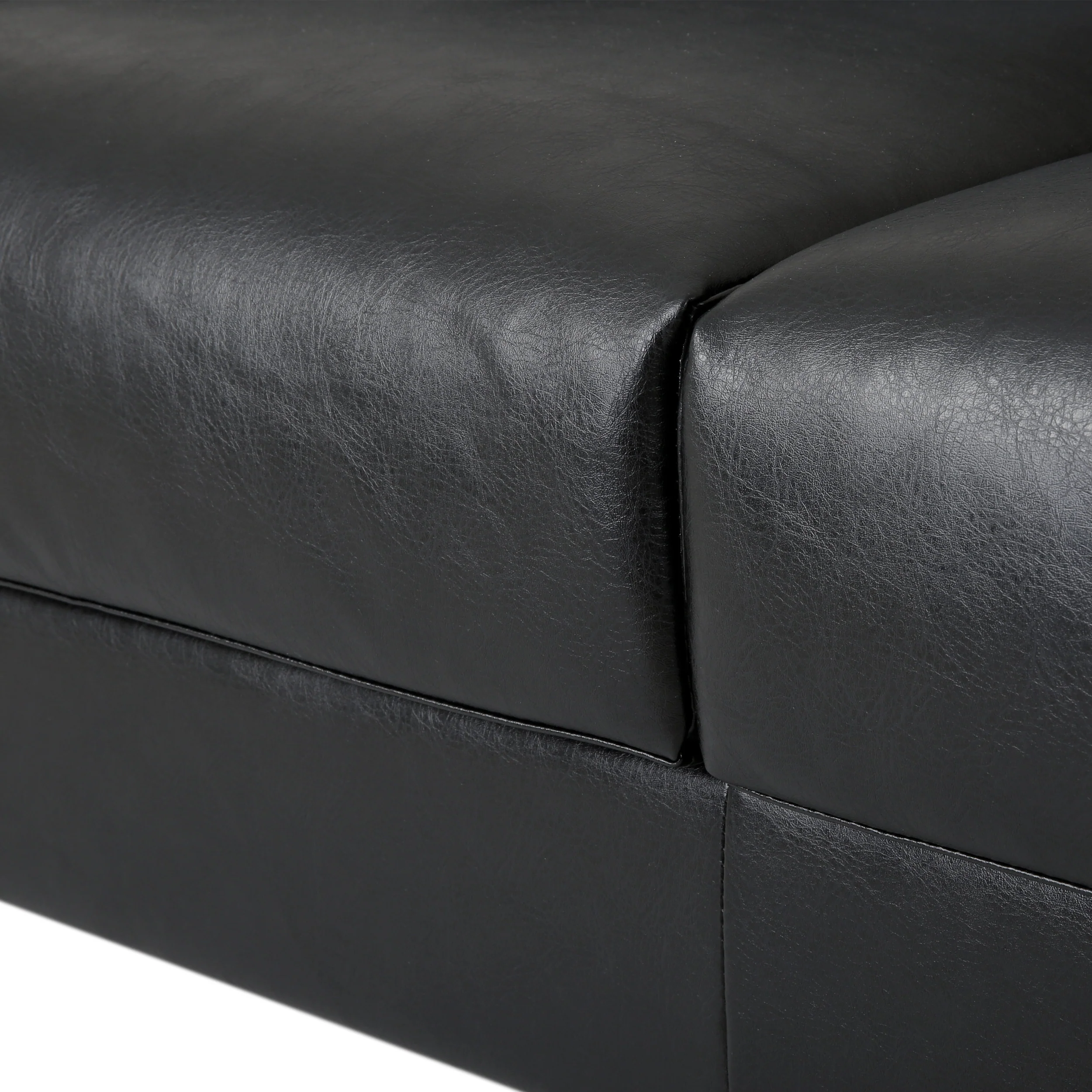 Syosset Modern Faux Leather 3 Seater Sofa with Pillows - furnishings