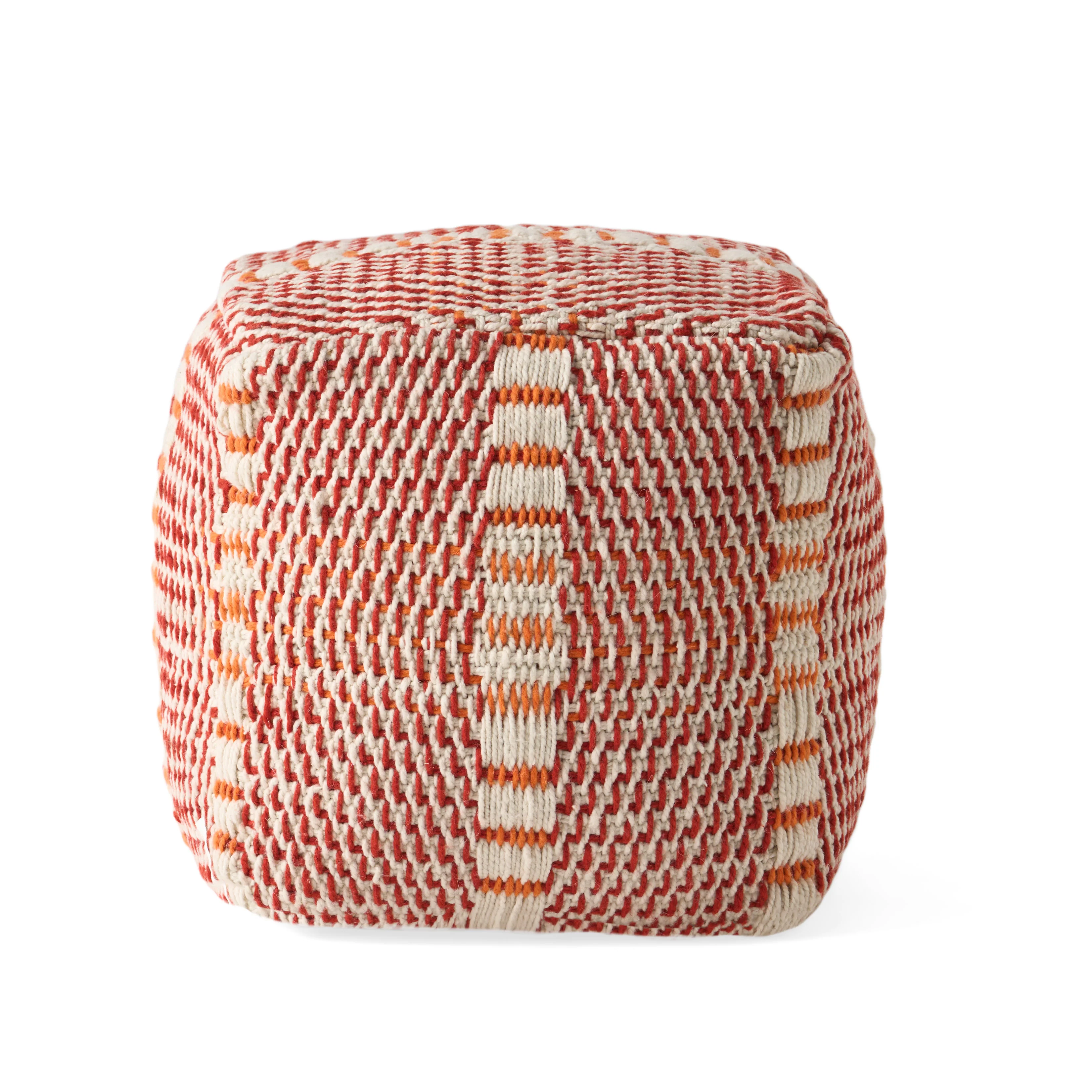Dexter Indoor Handcrafted Boho Water Resistant Cube Pouf - furnishings