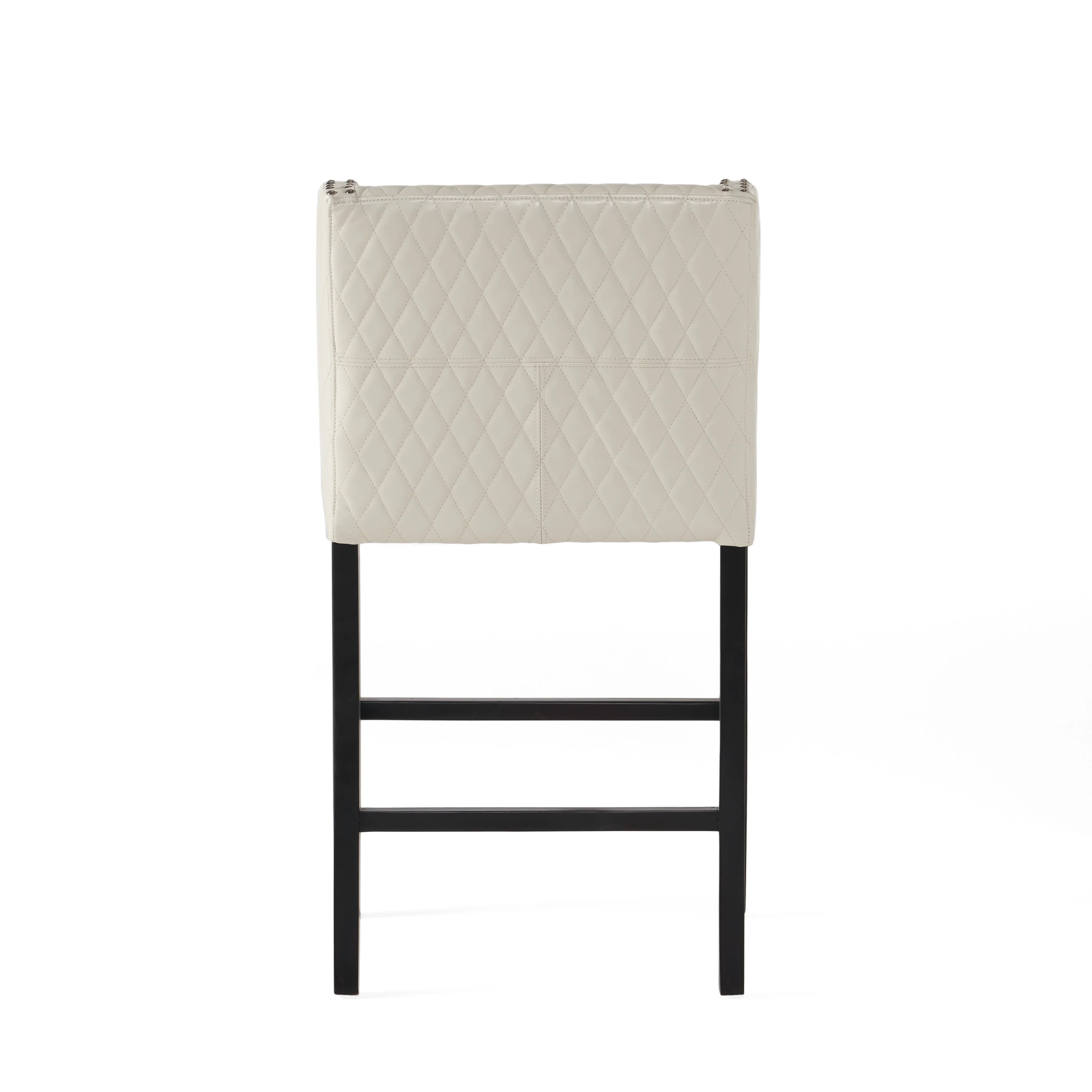 Filton Contemporary Quilted Ivory Leather Counterstool with Nailhead Accents - furnishings
