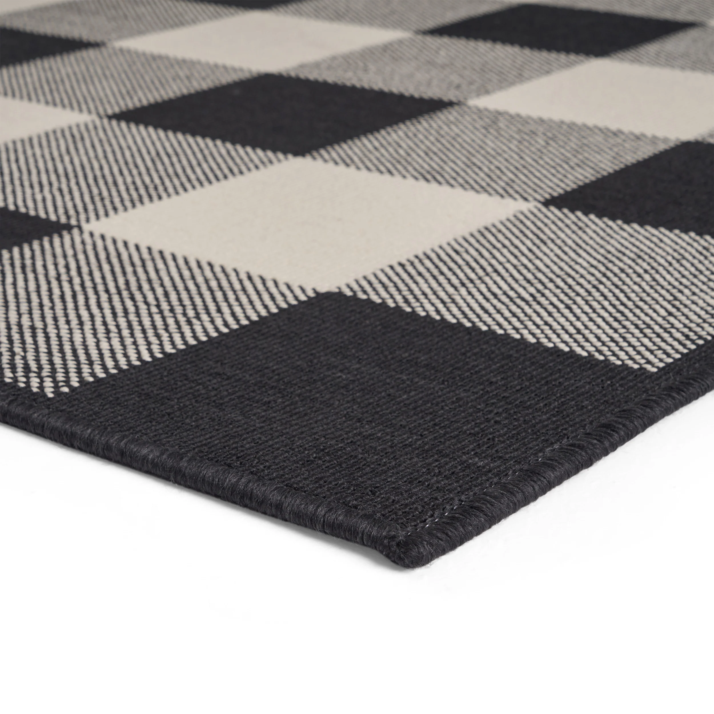 Jessica Outdoor Check Area Rug, Black and Ivory - furnishings