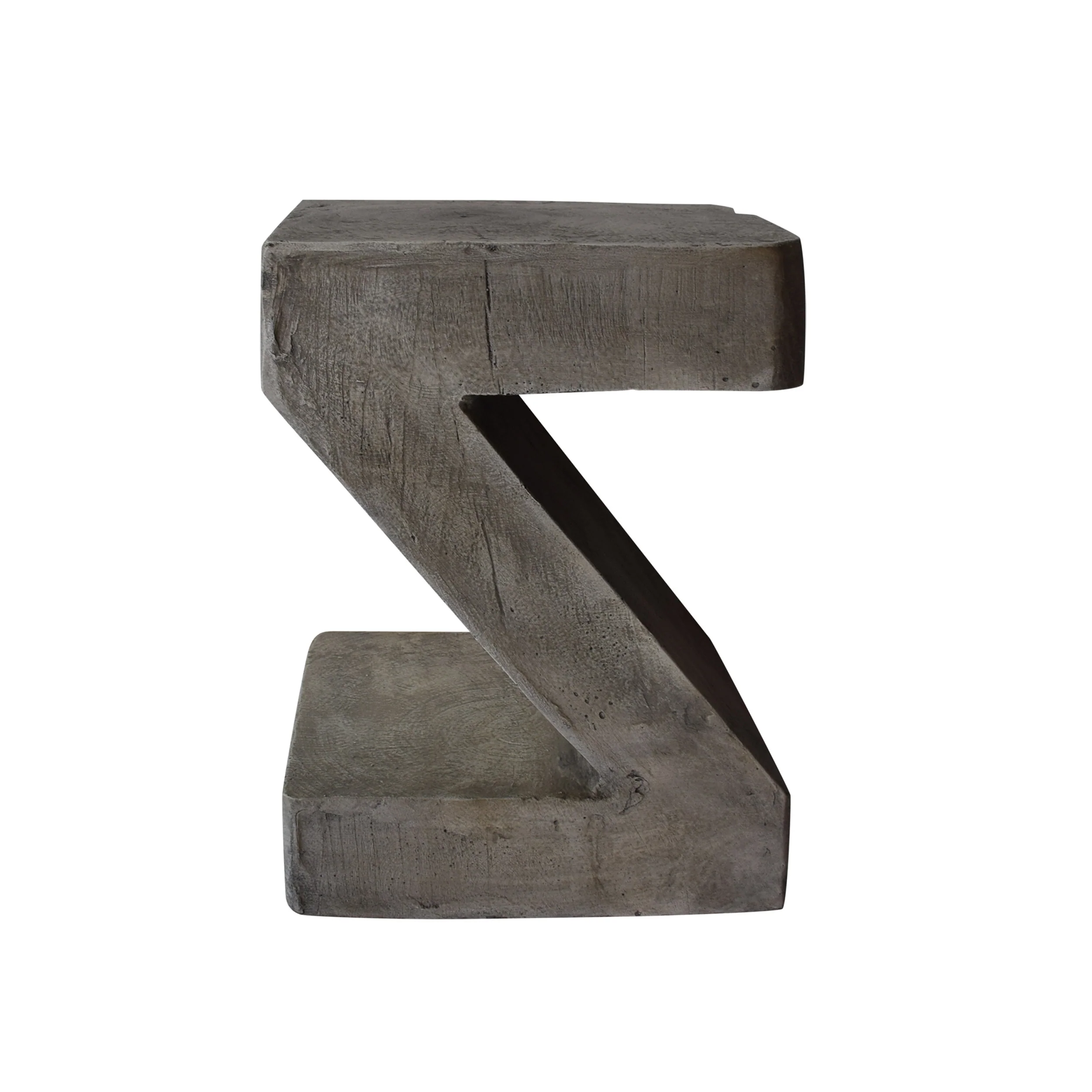 Ligia Modern Z-Shaped Lightweight Concrete Accent Side Table - furnishings