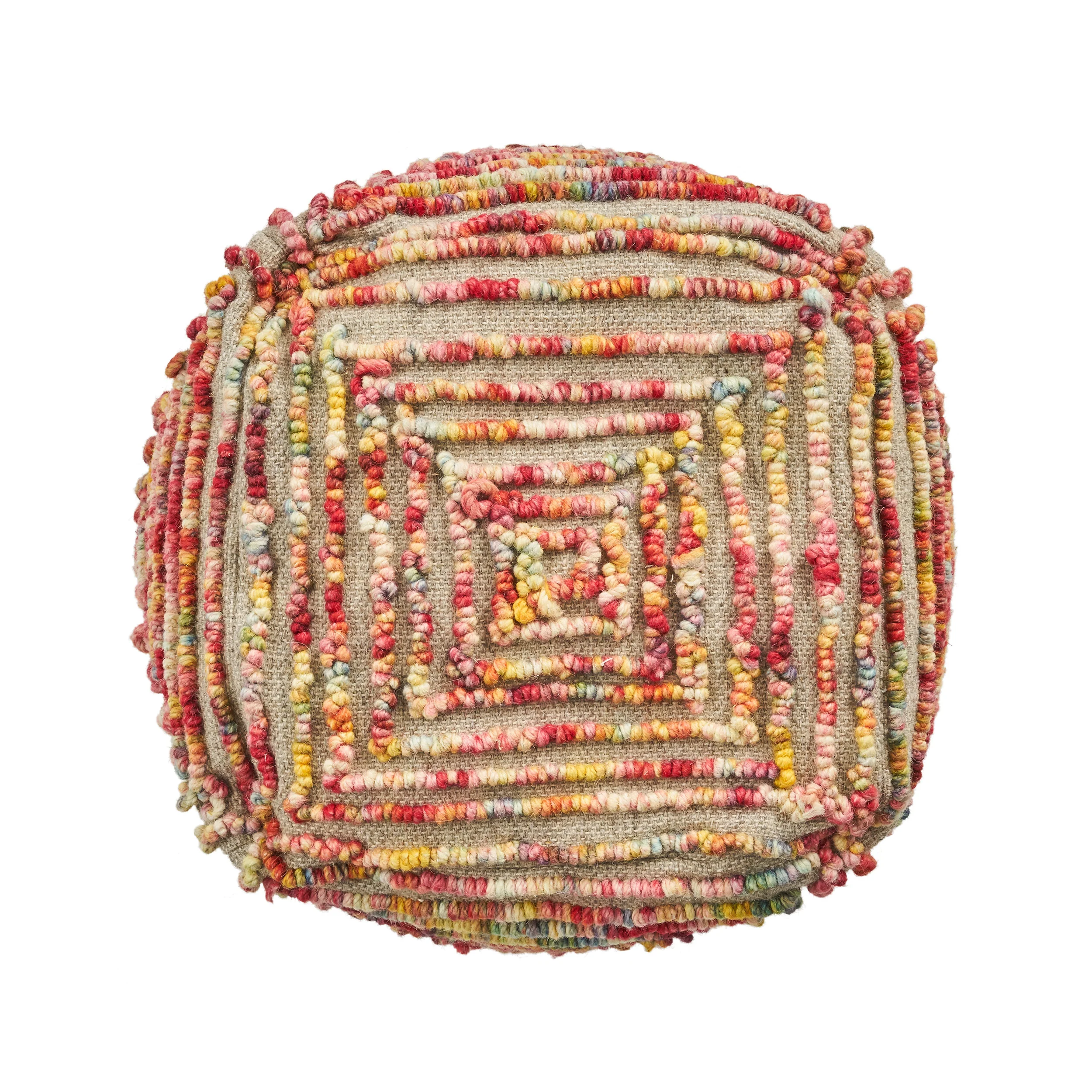 Jaylee Boho Wool Ottoman Pouf - furnishings
