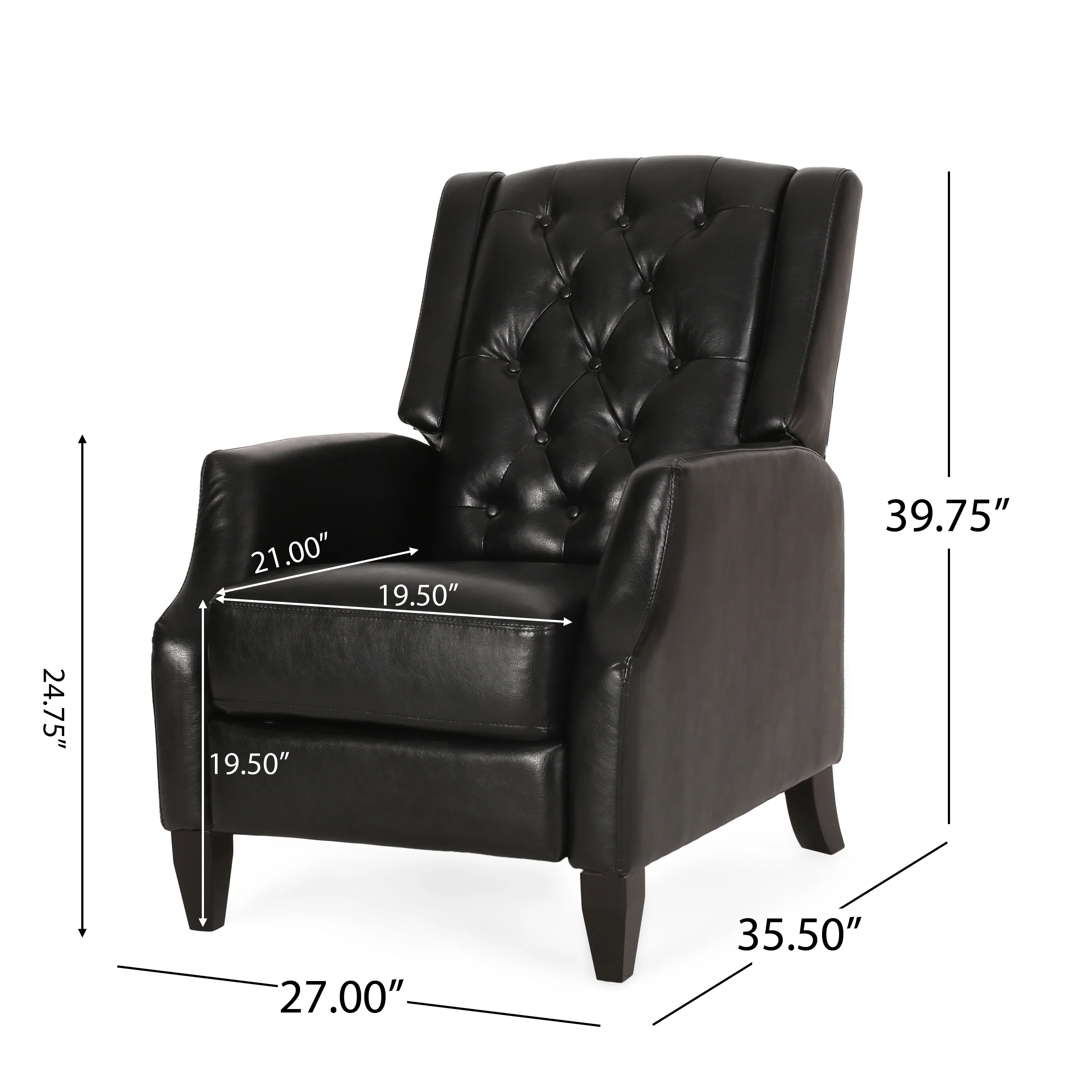 Loubar Contemporary Faux Leather Tufted Pushback Recliners, Set of 2 - furnishings