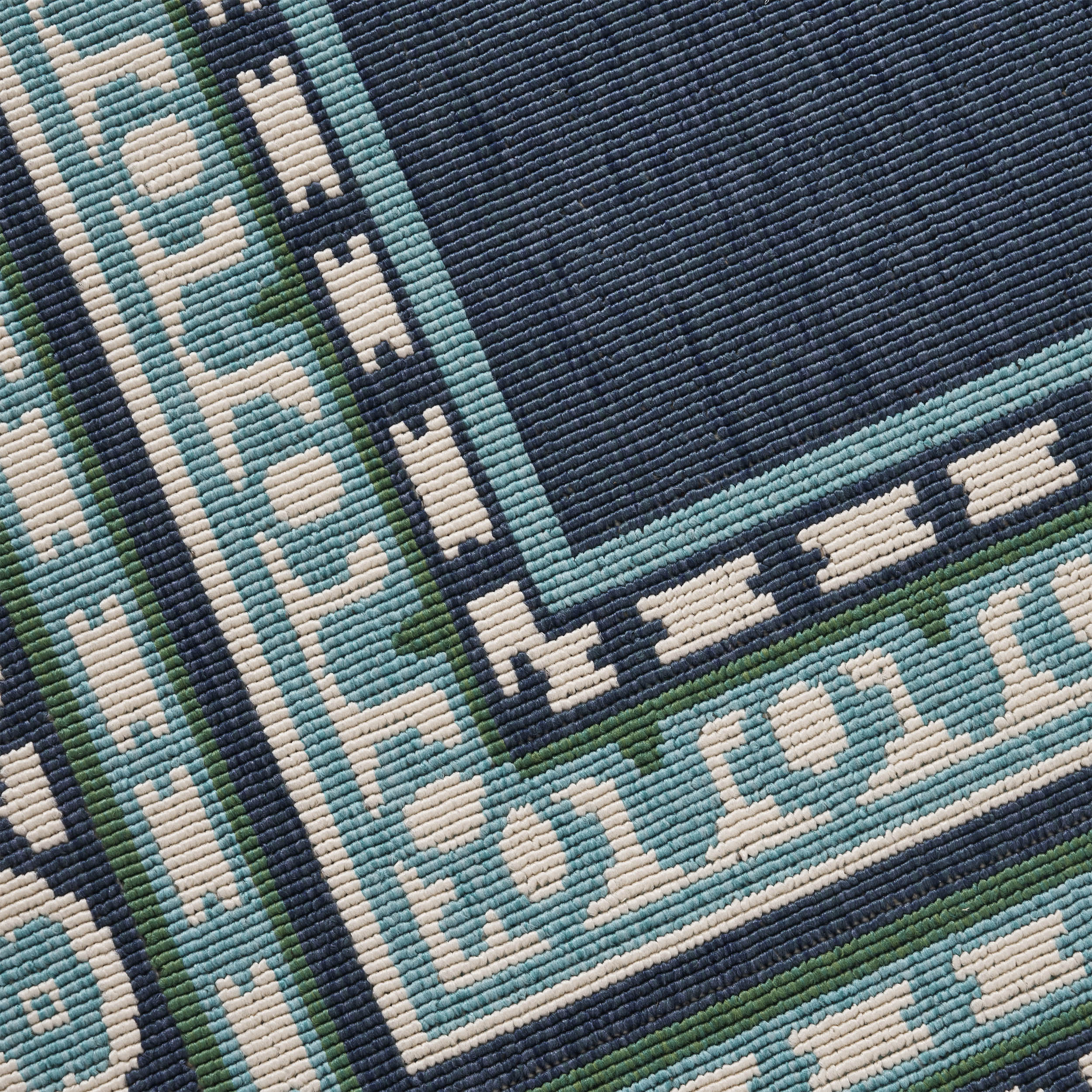 Reid Indoor/Outdoor Border Area Rug, Navy and Green - furnishings