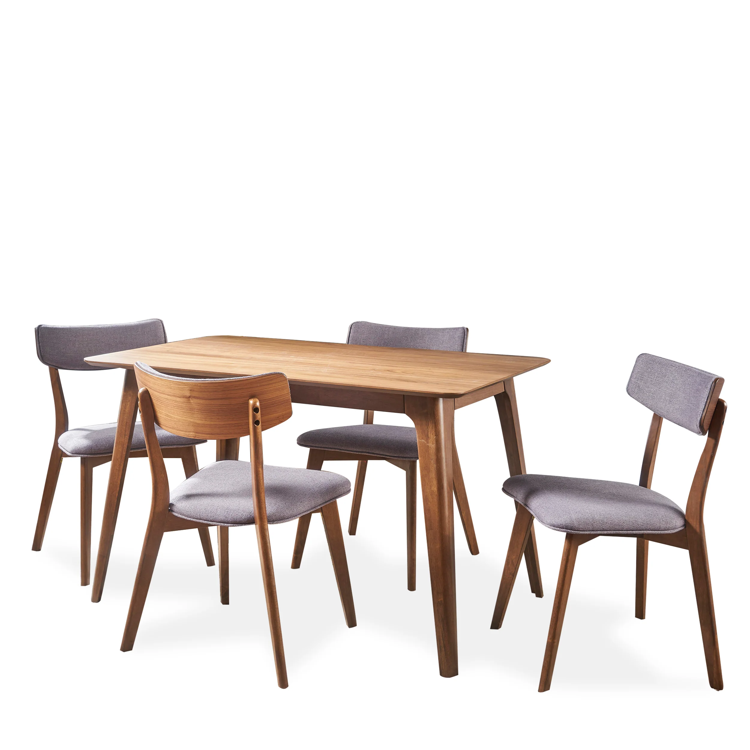 Meanda Mid Century Finished 5 Piece Wood Dining Set with Fabric Chairs - furnishings