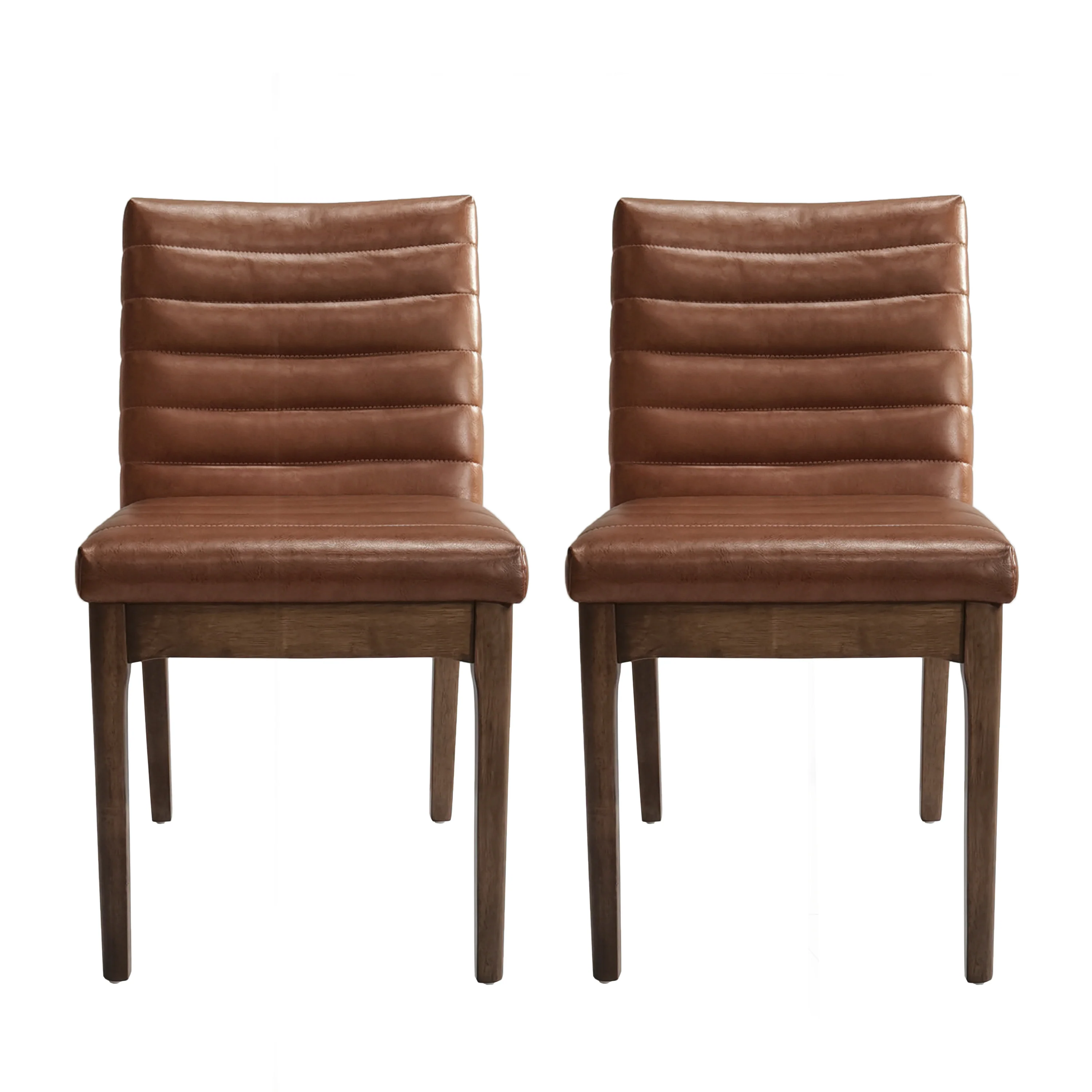 Elisson Mid Century Modern Channel Stitch Dining Chairs, Set of 2 - furnishings