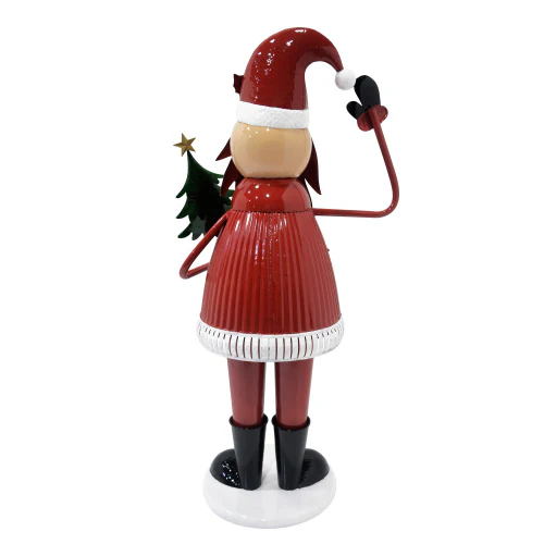 JoyfulJingle Cheerful Santa Claus Holding Tree and Waving Christmas decoration - furnishings