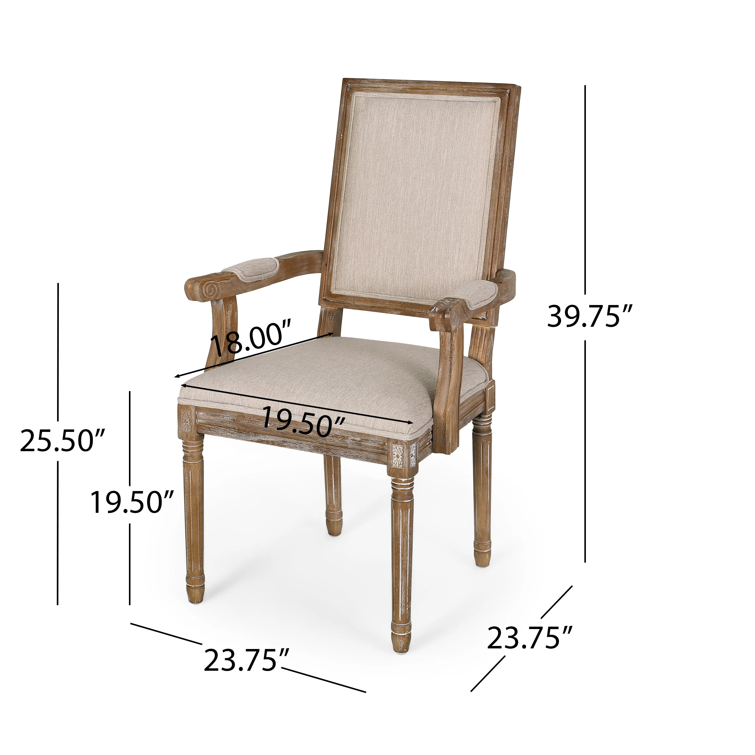 Ashlyn French Country Fabric Upholstered Wood Dining Chairs, Set of 6 - furnishings
