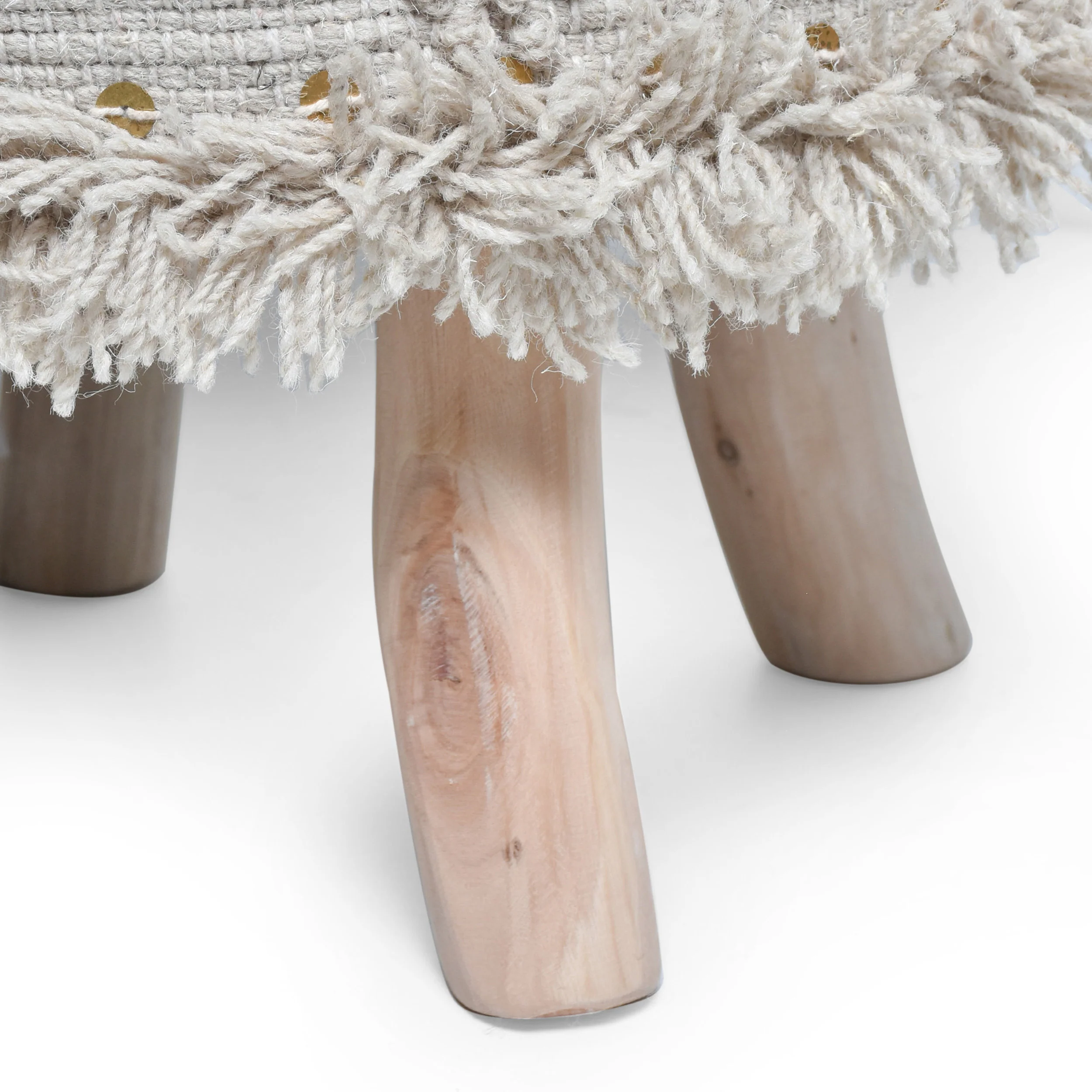 Edene Handcrafted Boho Fabric Stool with Metal Accents - furnishings